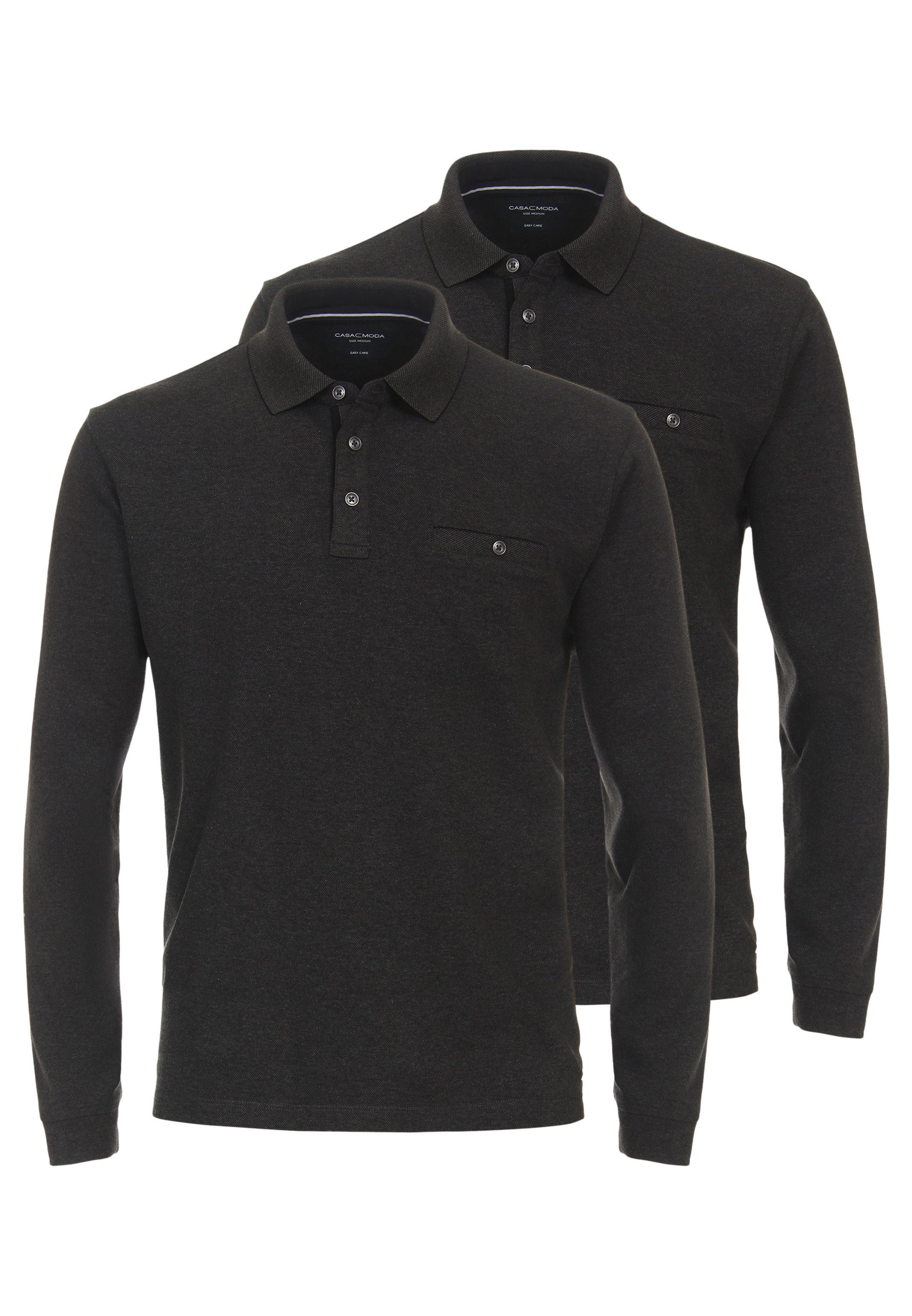 CASAMODA Langarm-Poloshirt 2er Pack Basic (Spar-Set, 2-tlg) Poloshirt - Baumwolle - Atmungsaktiv - Normale Passform
