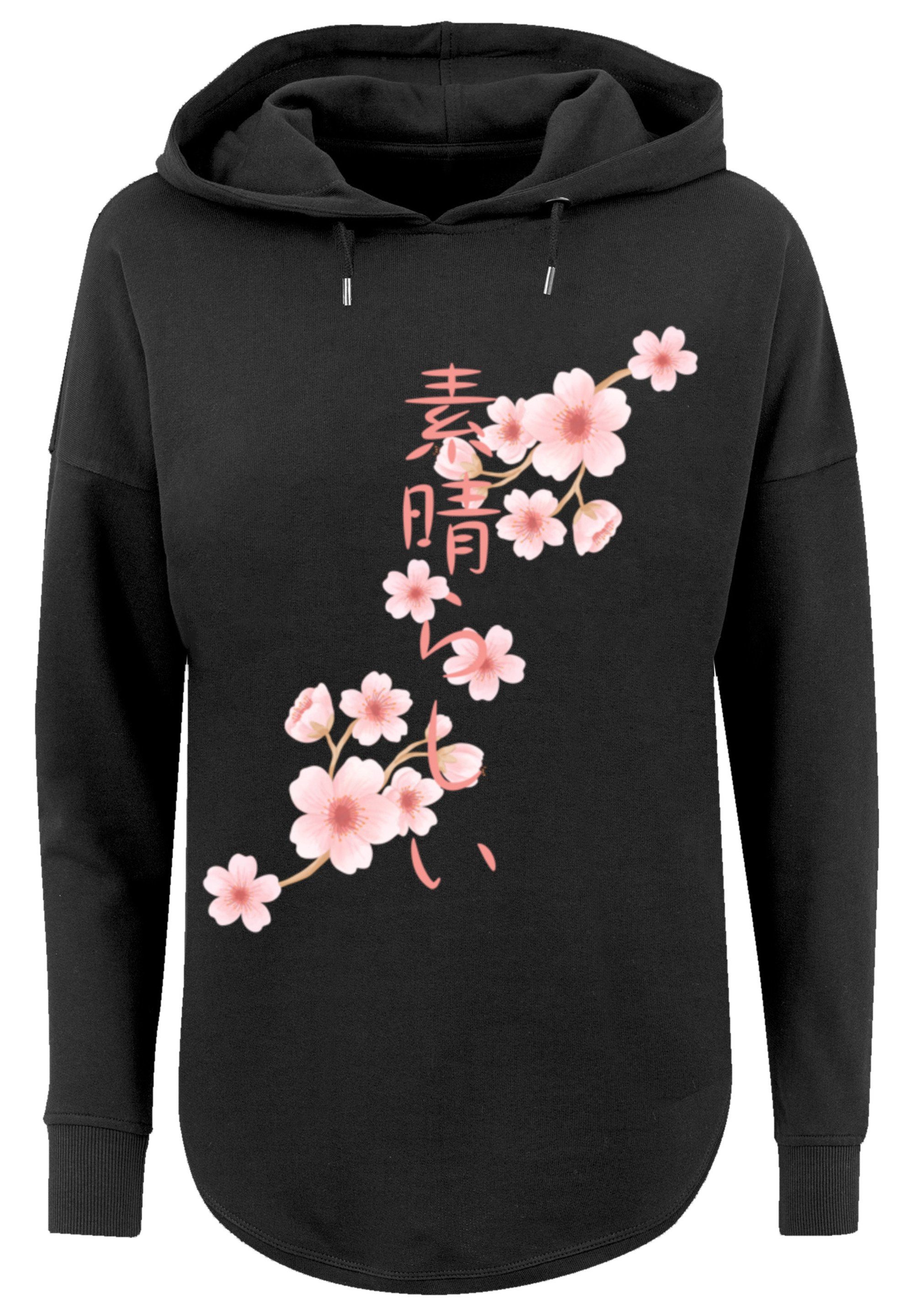 Kirschblüten Print schwarz Kapuzenpullover F4NT4STIC Asien