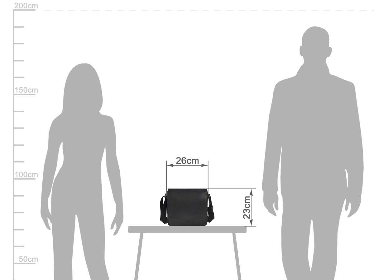 Greenburry Umhängetasche Pure Black, Schultertasche 26x23cm, Messengerbag, Damen Herren