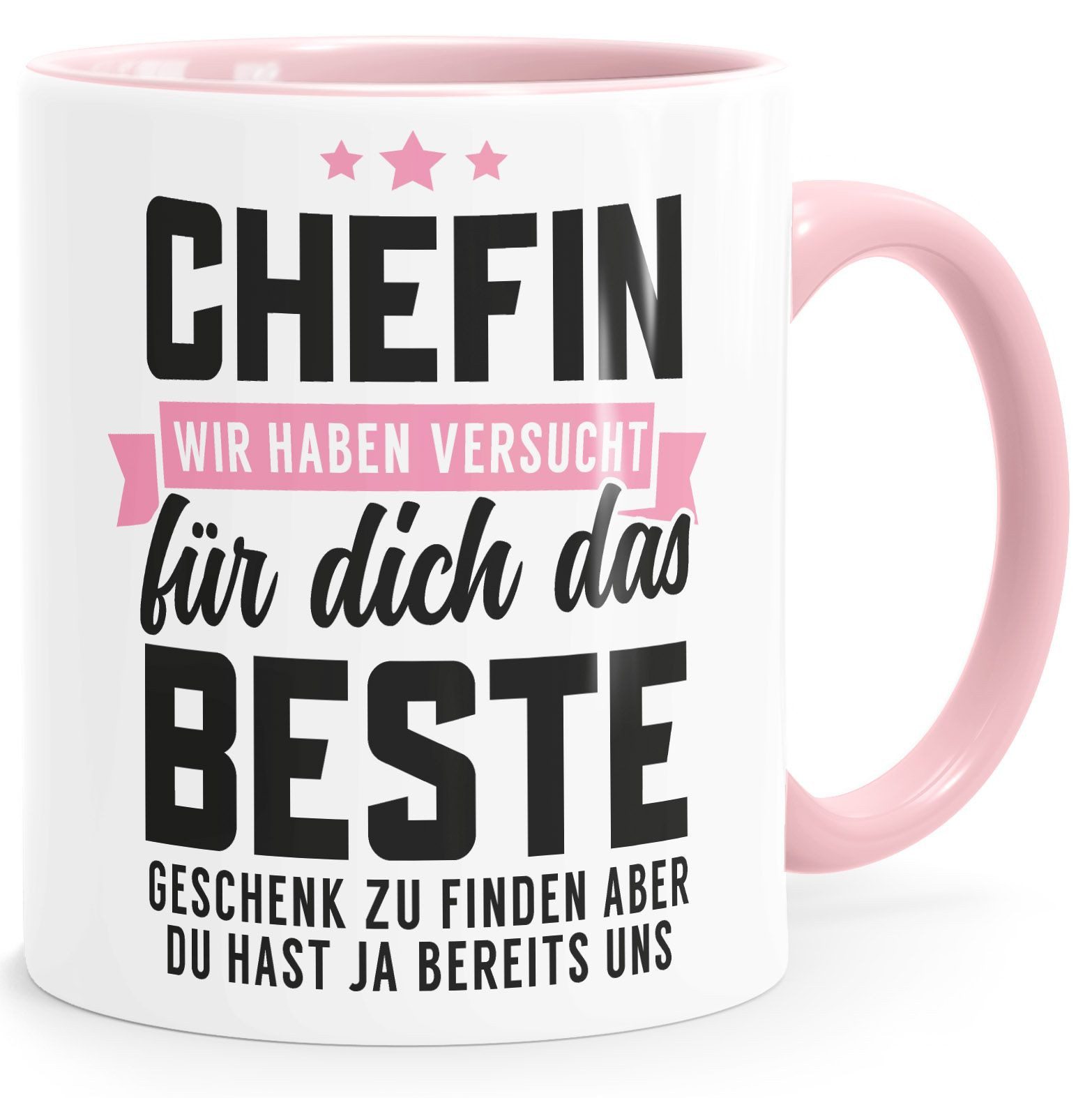 MoonWorks Tasse Kaffee-Tasse Spruch Chefin Wir haben versucht das beste Geschenk für, Keramik