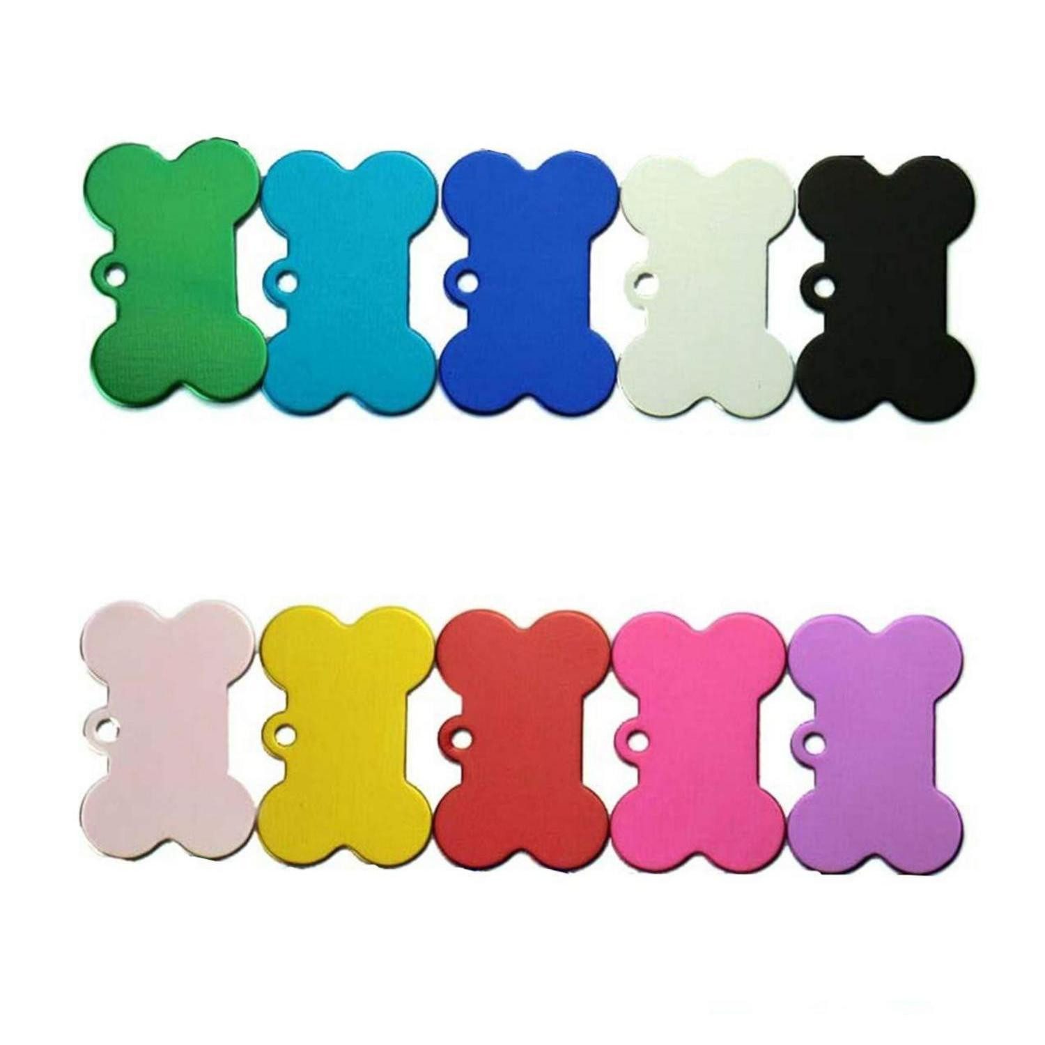 LuxusKollektion Dog Tag Anhänger Hundemarken Knochen 10er Set 38mm Aluminium
