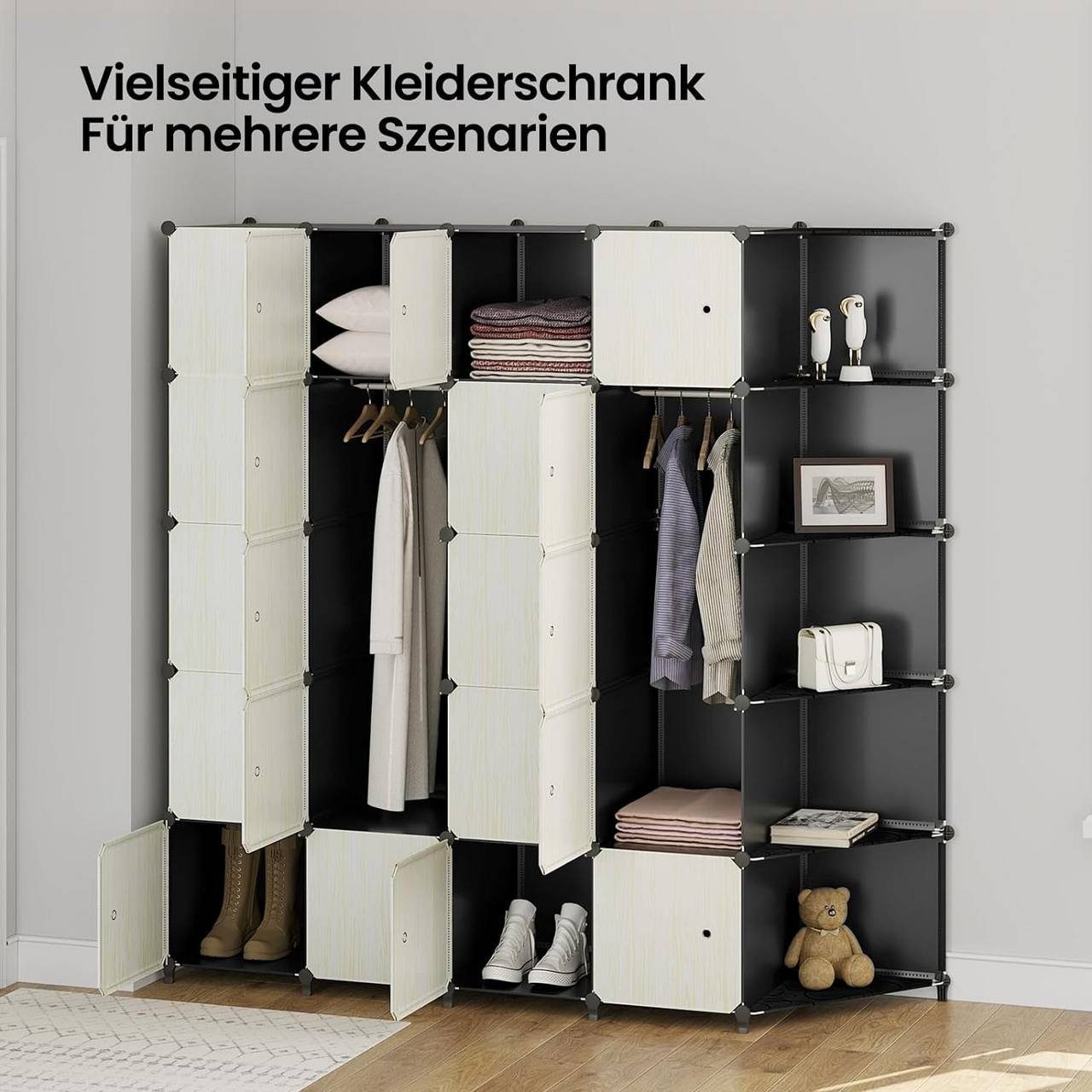 Kleiderschrank DIY Türen Steckregal mit (1-St) Garderobenschrank Woltu