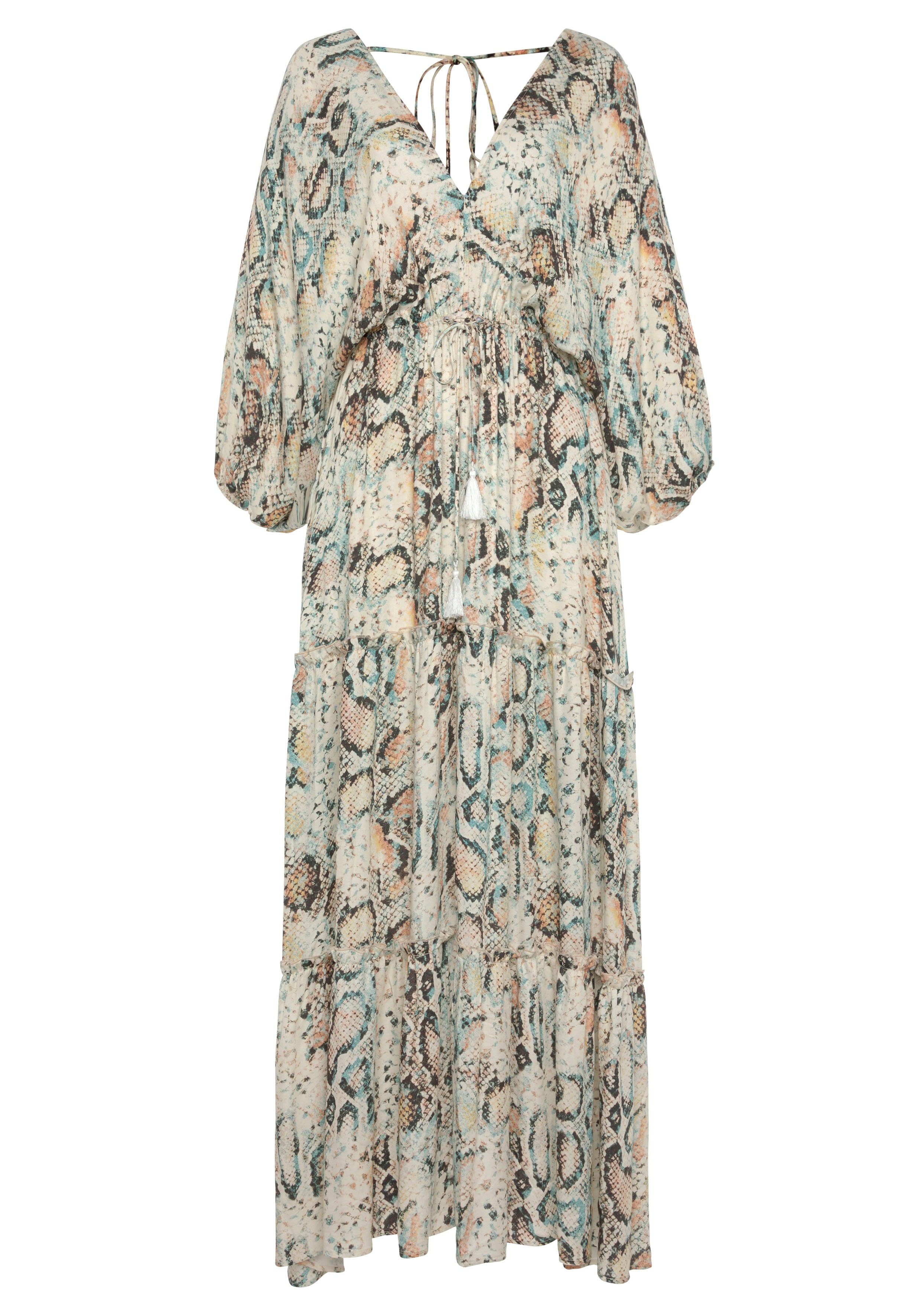 Buffalo Maxikleid mit Schlangenmuster und V-Ausschnitt, günstig online kaufen