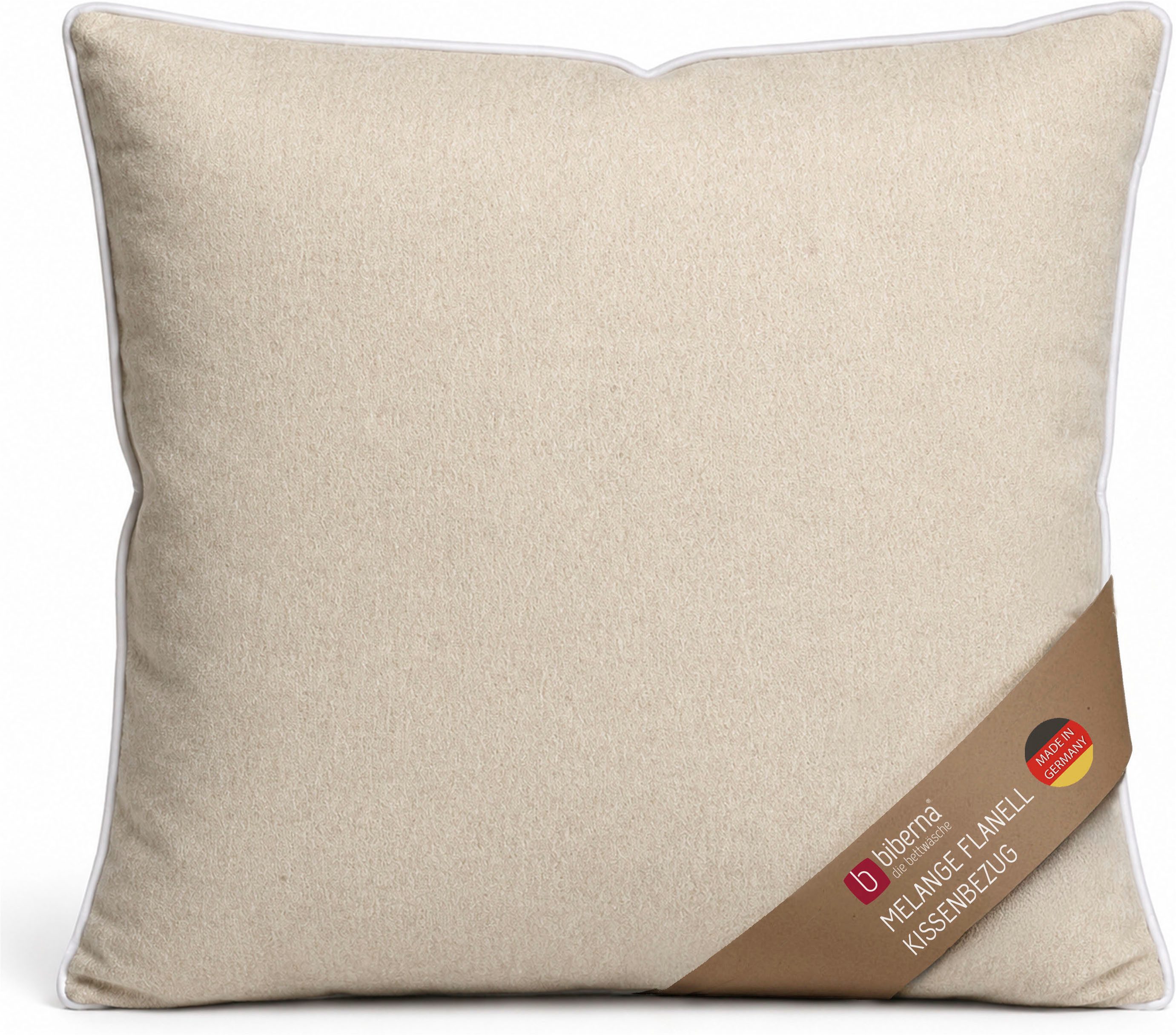 Biberna Kissenbezug 0840500 HERMAL Premium Biber Melange-Flanell 100% Baumwolle, (1 Stück), Kissenhülle, wärmend & weich, Reißverschluss, Satinpaspel