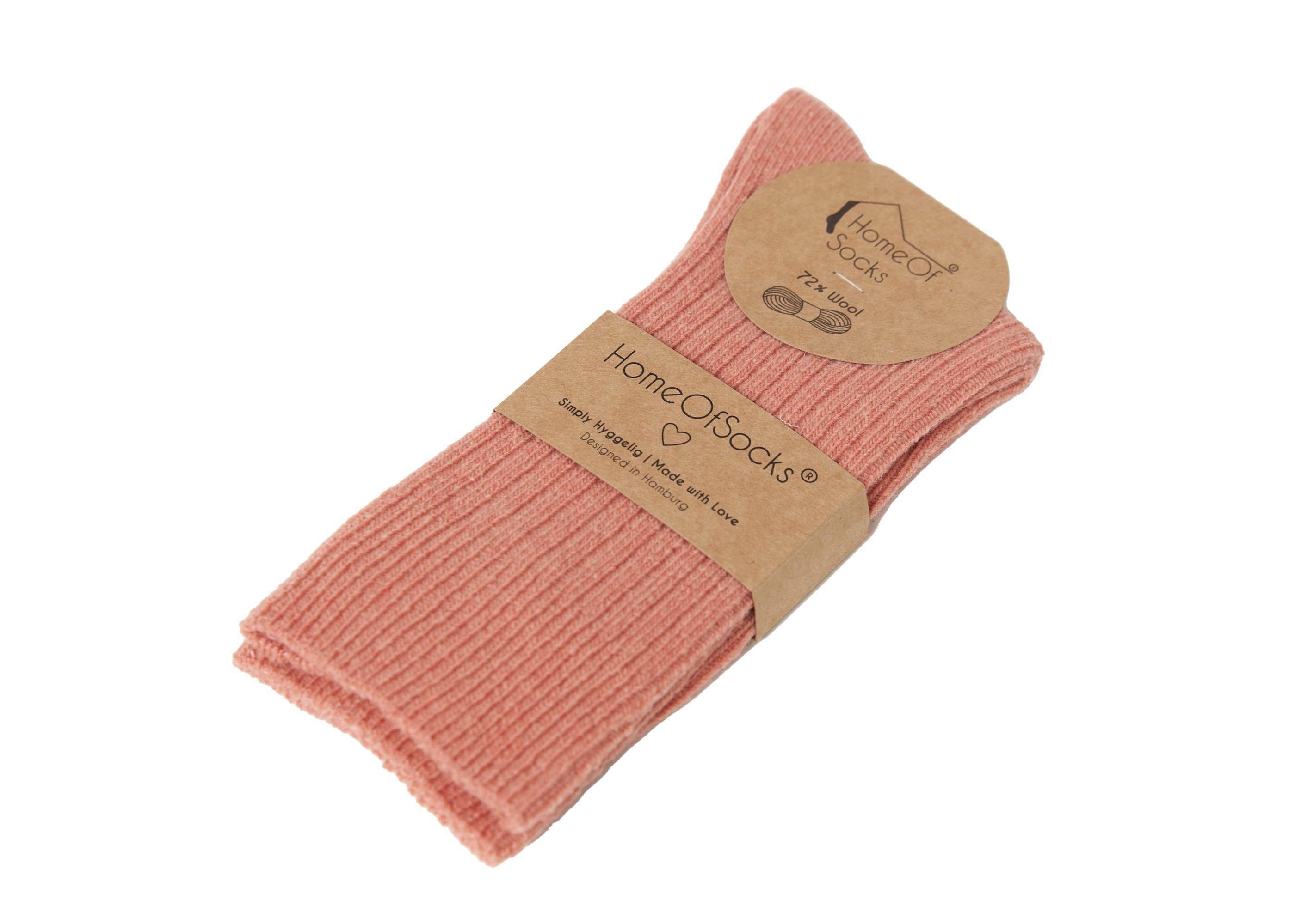 Socken mit HomeOfSocks Wollsocken 72% Wollsocken Dünn Uni Hochwertige Dünne Wollanteil Altrosa Druckarm Bunt Bunte