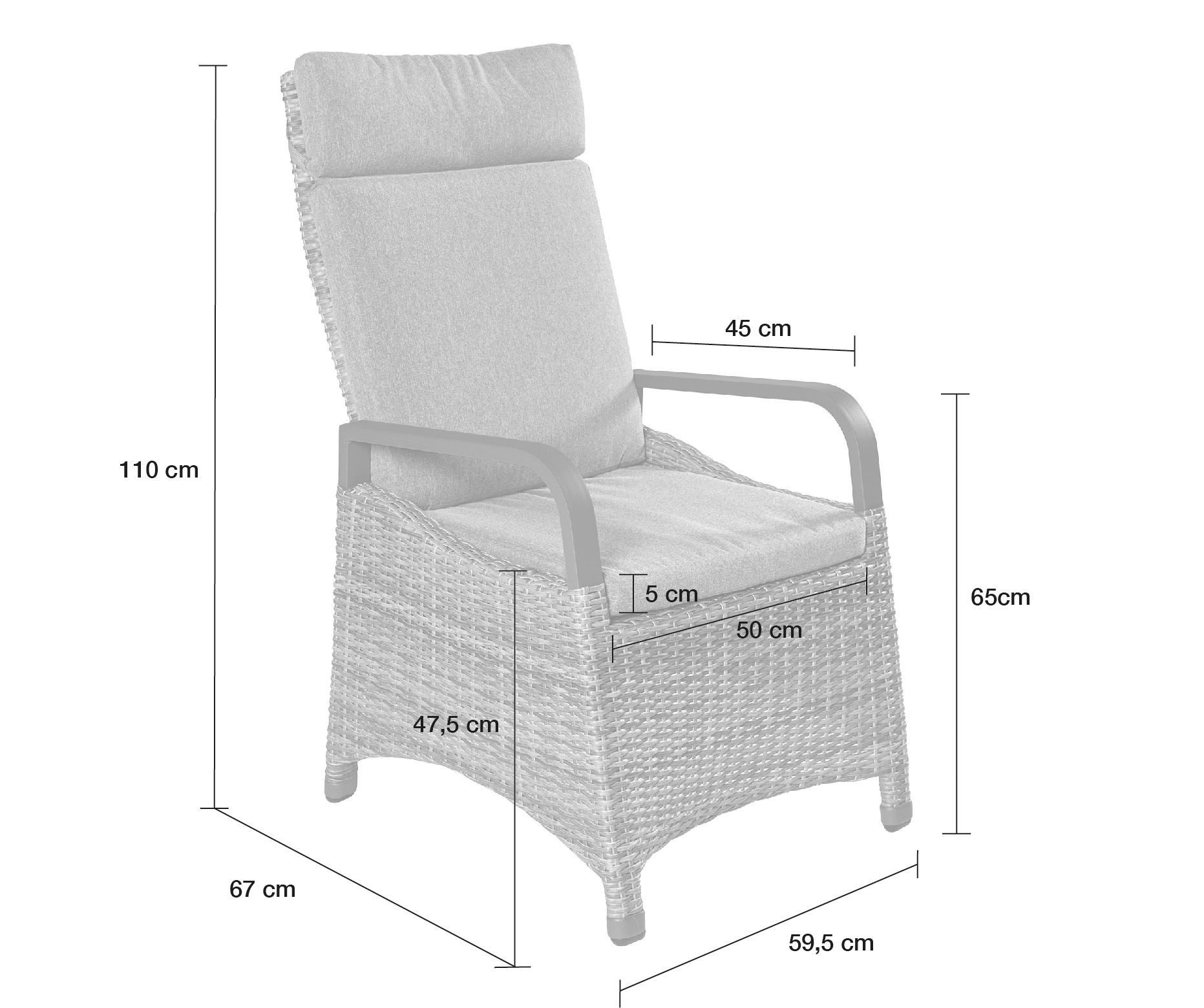 dasmöbelwerk Gartenstuhl Dining Positionsstuhl Kentucky Verstellsessel günstig online kaufen