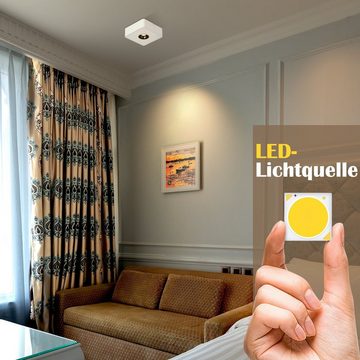 Nettlife LED Deckenstrahler Weiss Deckenspots mit 1/2 Flammig Aufbau Aufputz Deckenleuchte, 120° Abstrahlwinkel, LED fest integriert, Warmweiß, für Küche Wohnzimmer Esszimmer Büro Flur