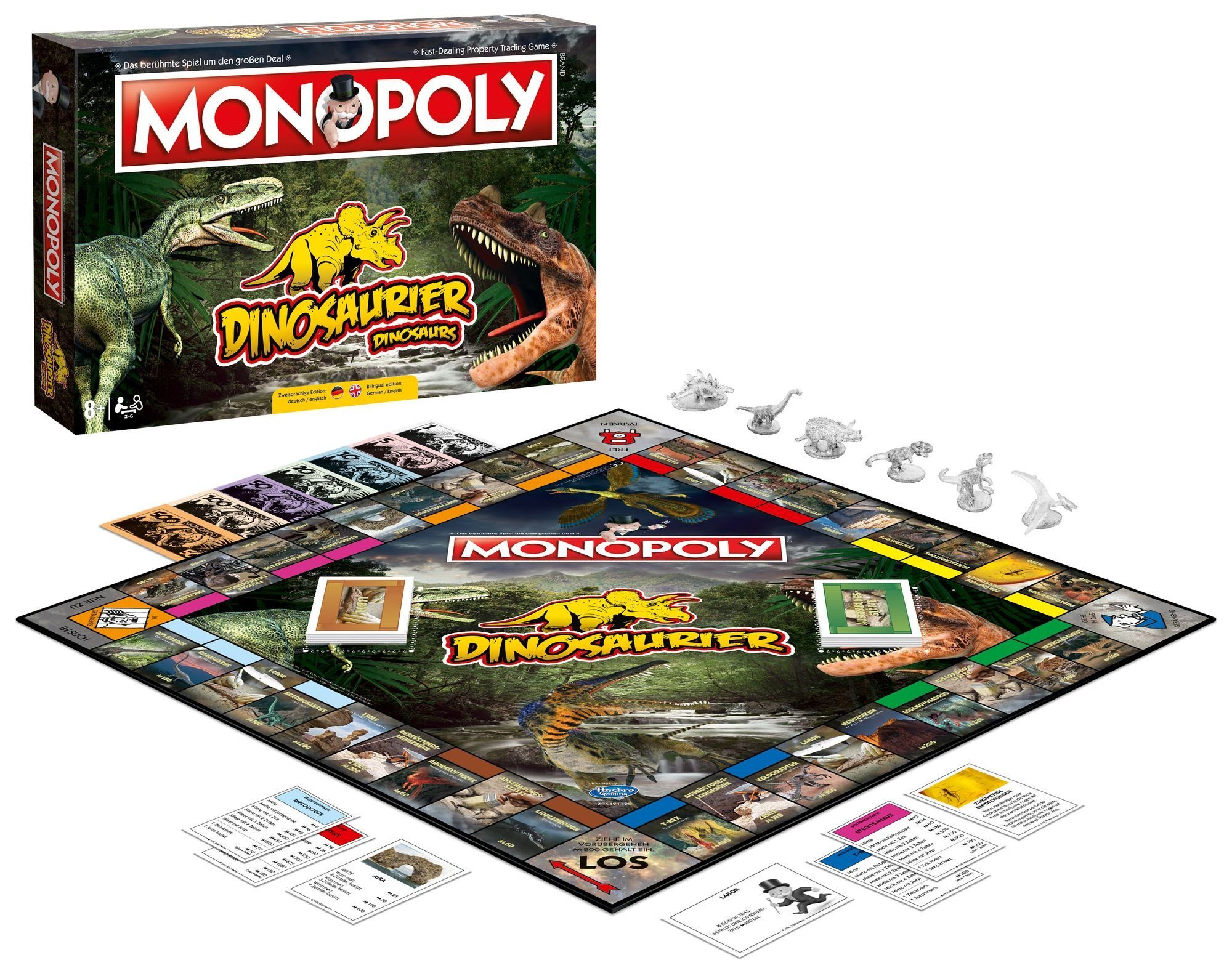 Winning Moves Spiel, Brettspiel Monopoly Dinosaurier, Zweisprachig (Deutsch & Englisch)
