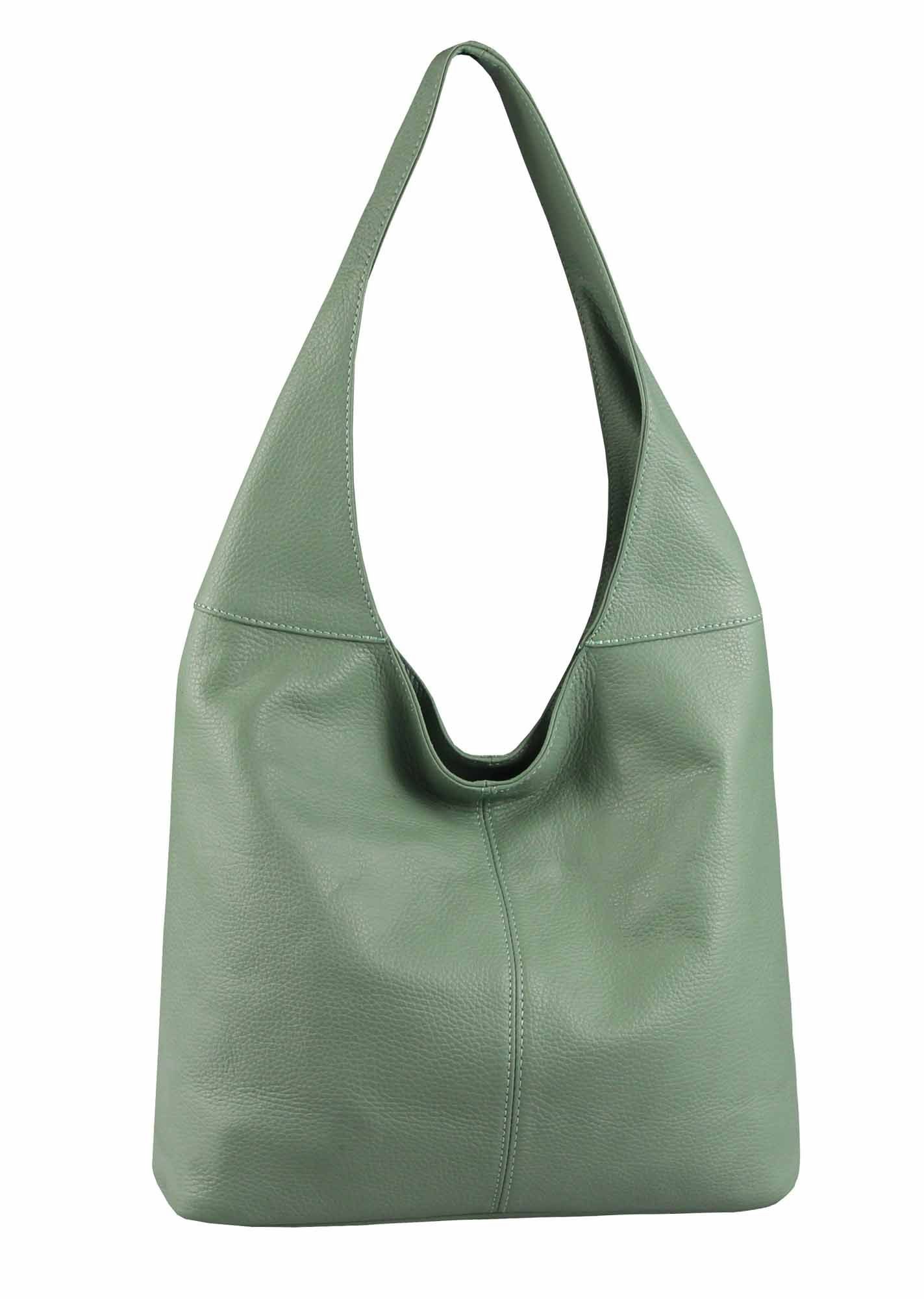 ITALYSHOP24 Shopper Made in Italy Damen echtes Leder Tasche Schultertasche Umhängetasche, Hobo Bag große Hauptfach Alltagstasche mit viel Stauraum leicht bequem