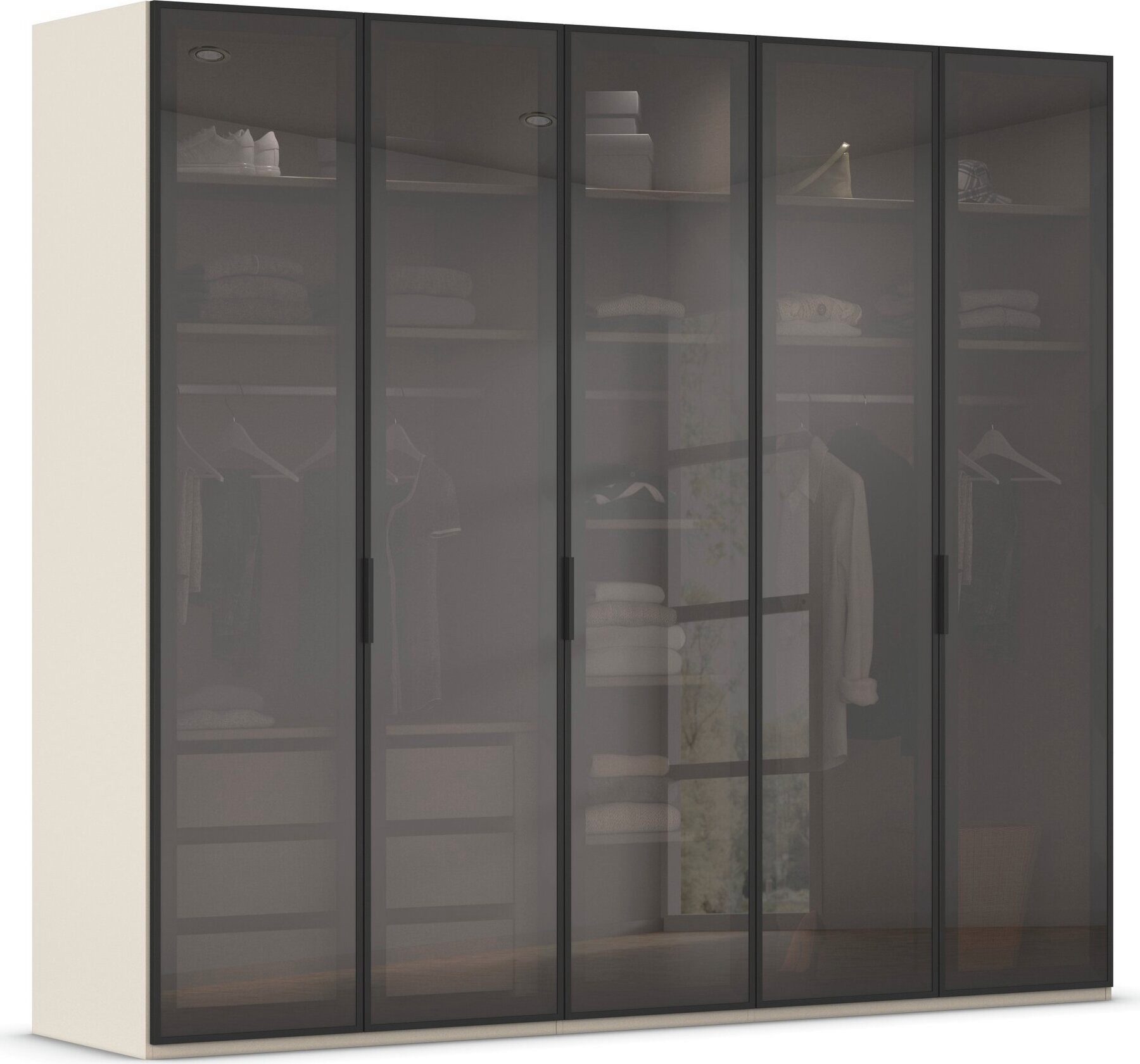 rauch Kleiderschrank Schrank Garderobe SKAT SHINE Breiten 151/201/251/301cm, Höhe 223/235cm (3 verschiedene Ausstattungen BASIC/CLASSIC/PREMIUM (inkl. SOFT-CLOSE) edle Schrankfront mit hochwertigen Glasrahmentüren MADE IN GERMANY