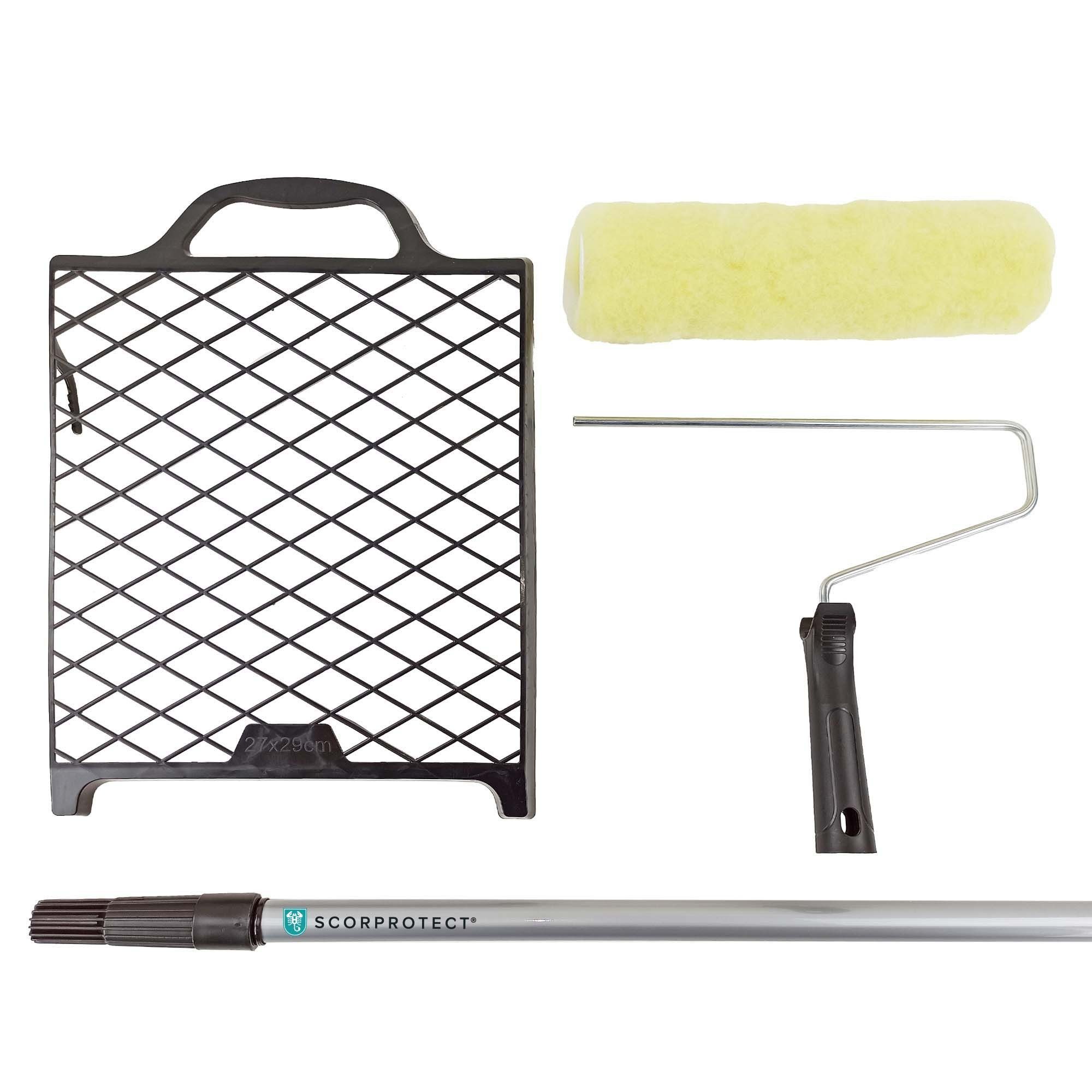 Scorprotect® Farbroller Farbroller-Set 4-teilig mit Teleskopstange und Gitter
