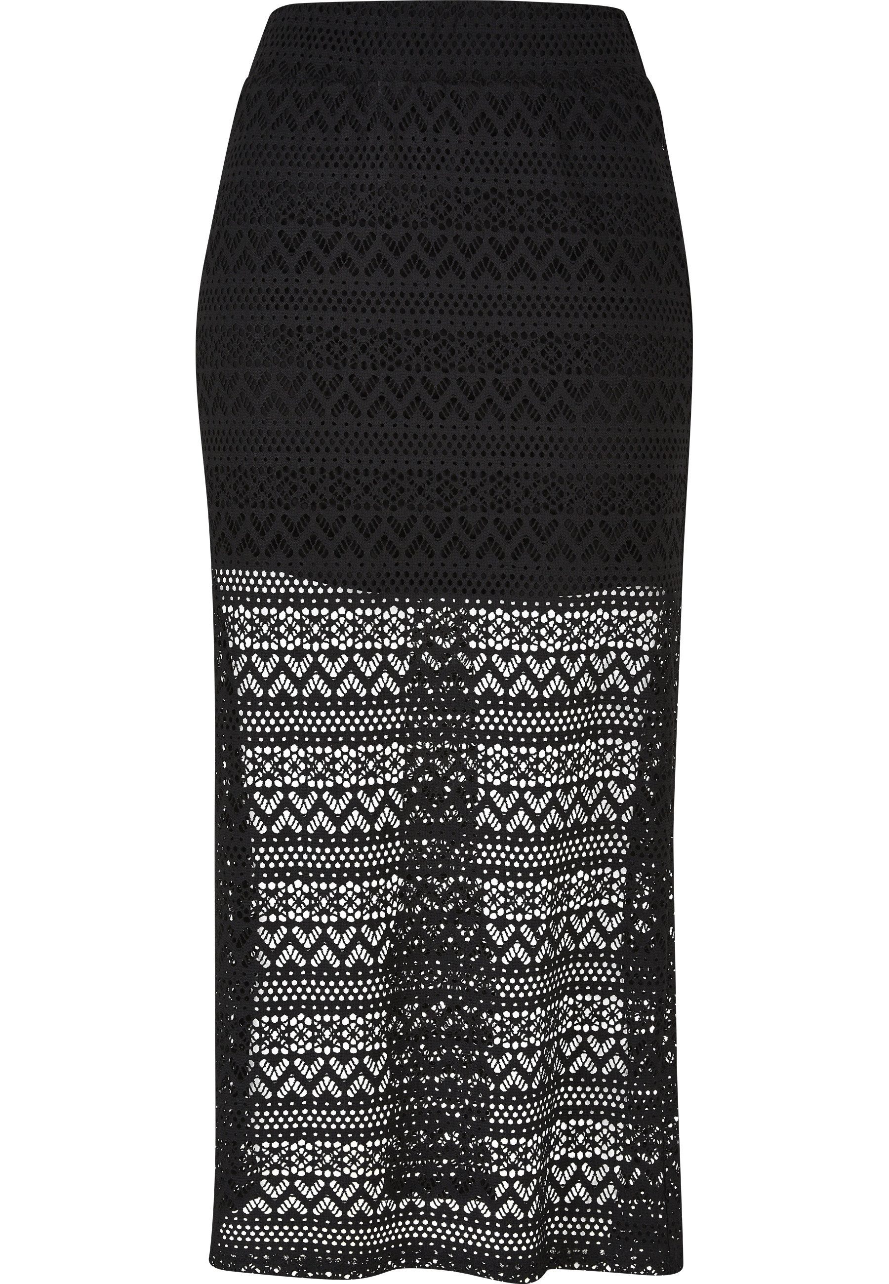 URBAN CLASSICS Jerseyrock Urban Classics Damen Ladies Stretch Crochet Lace Midi Skirt (1-tlg)
