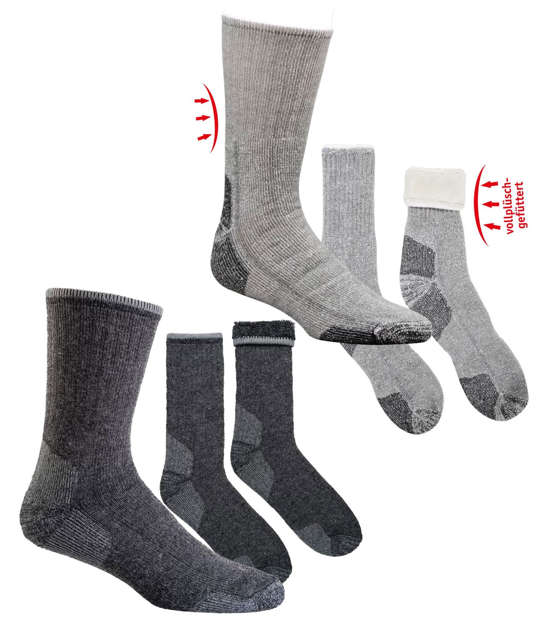 TippTexx 24 Thermosocken 2 Outdoor Paar & Anthrazit Thermo CORDURA Arbeitssocken HALTBAR Socken WARM