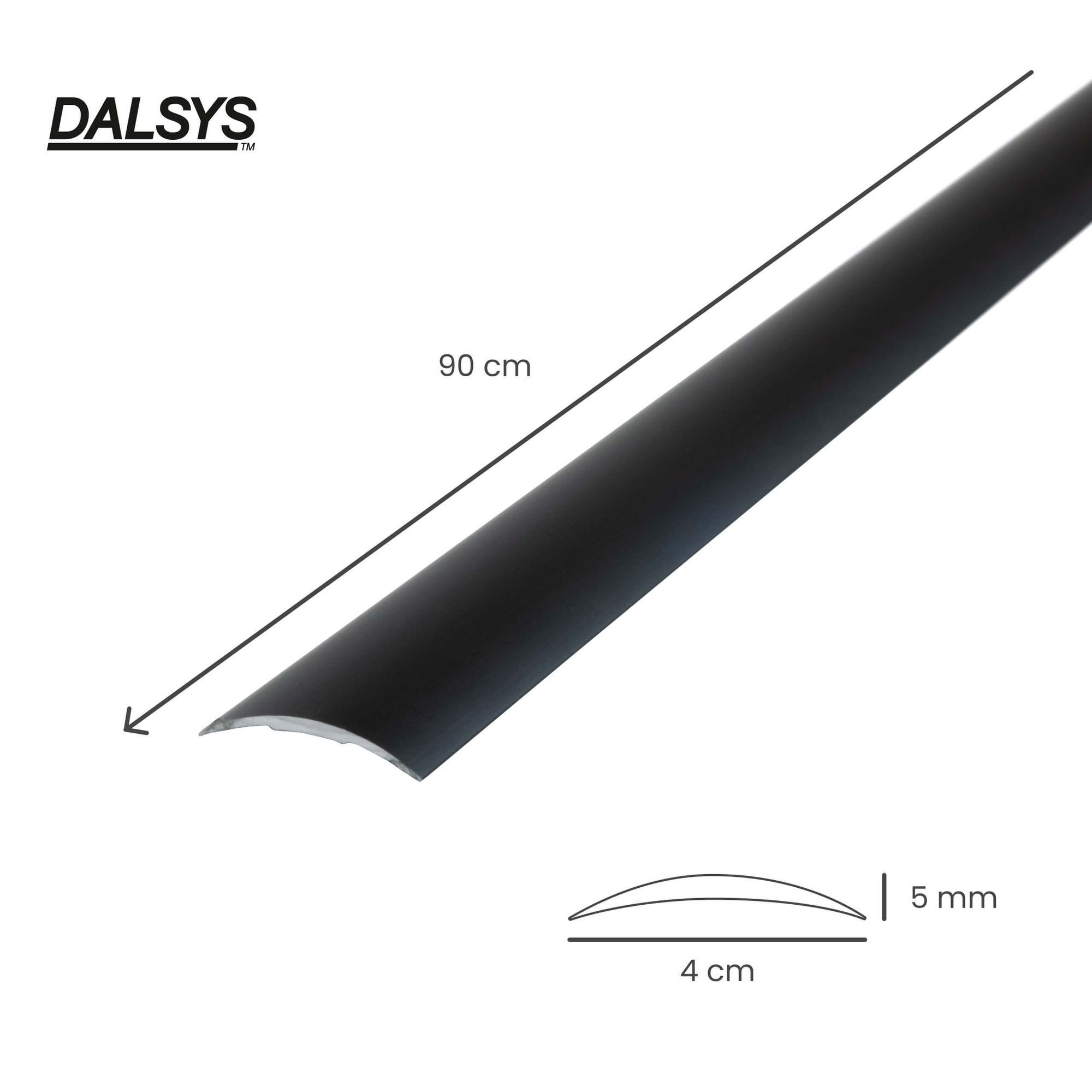 Dalsys Übergangsprofil Profil selbstklebend Ausgleichsprofil aus Aluminium (90 cm x 40 mm, Schwarz, 1-St), Geeignet für u.a. Fliesen, Laminat und Parkett