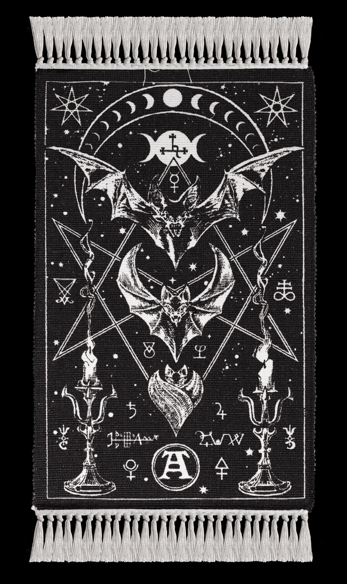 Figuren Shop GmbH Teppich Fledermaus Teppich – Gothic Pentagramm Dekoration Evilution 97 cm, Höhe: 97 mm