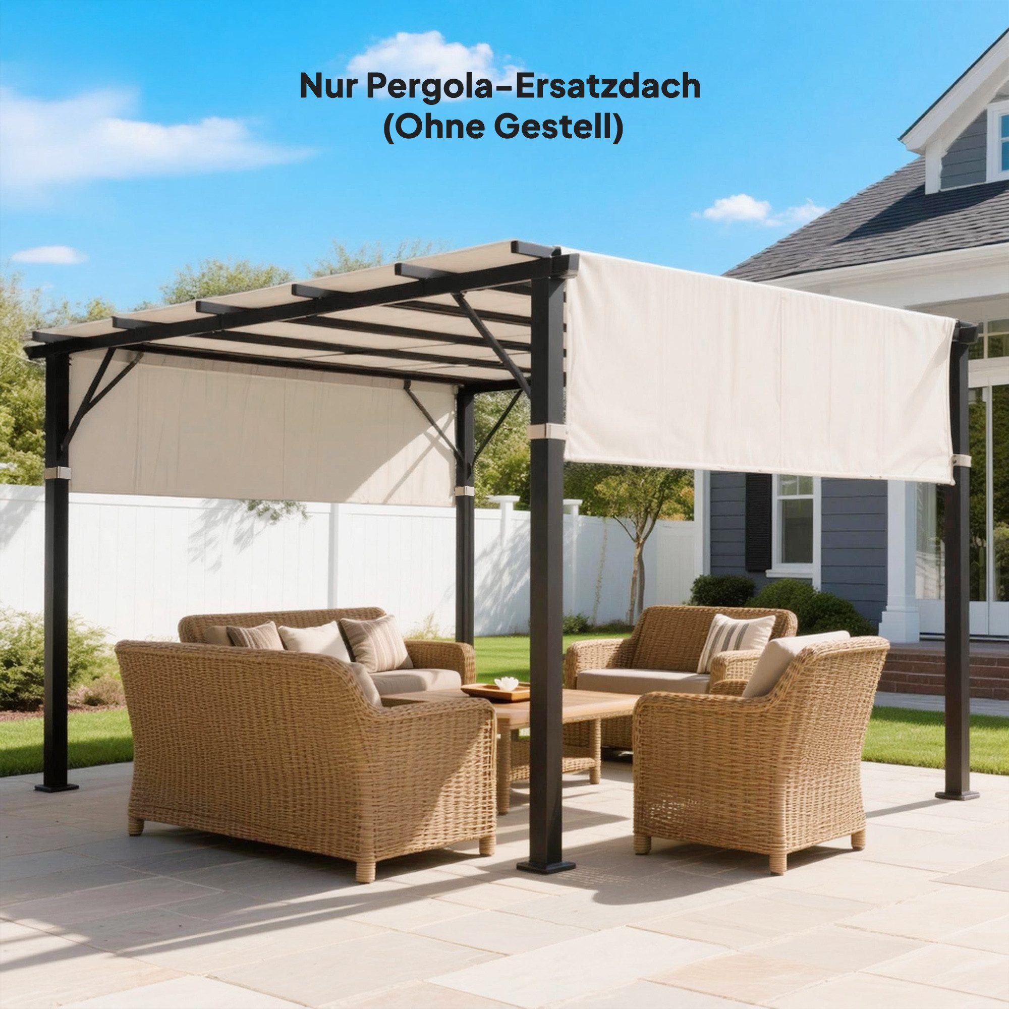 Outsunny Pavillon-Ersatzdach mit UV-Schutz, 180 g/m², 122.0 x 122.0 cm (Sonnensegel, Terrassenüberdachung), für 3 x 3 m Pavillon, Cremeweiß