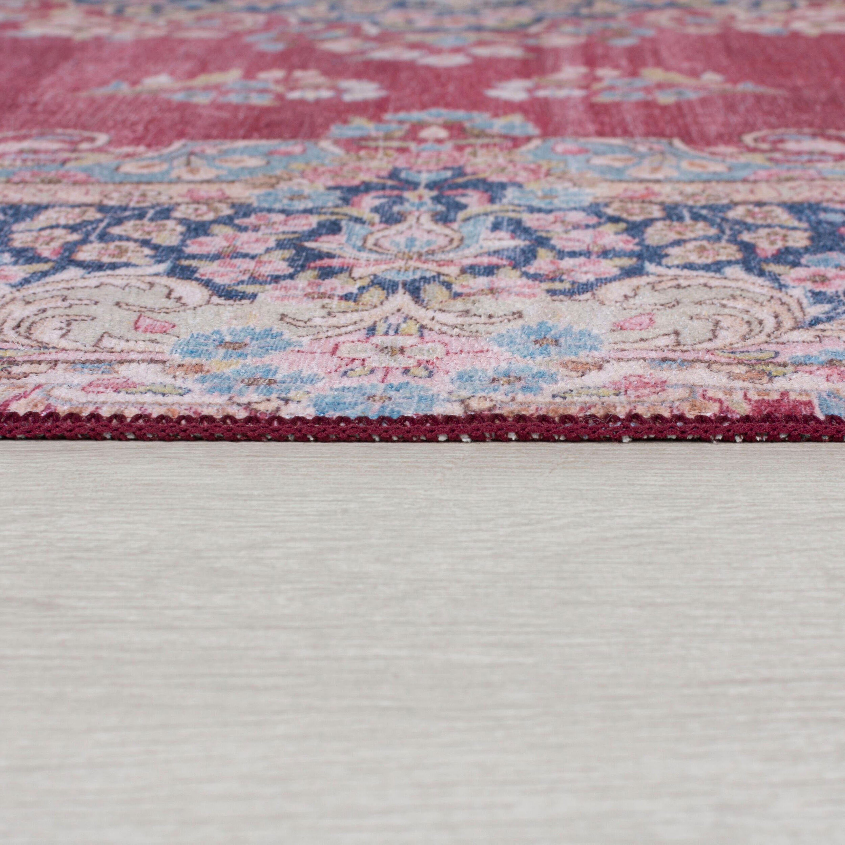 RUGS, Vintage FLAIR Orient-Optik, fußbodenheizungsgeeignet, rechteckig, Teppich Colby, Höhe: 7 mm, waschbar Design, rot