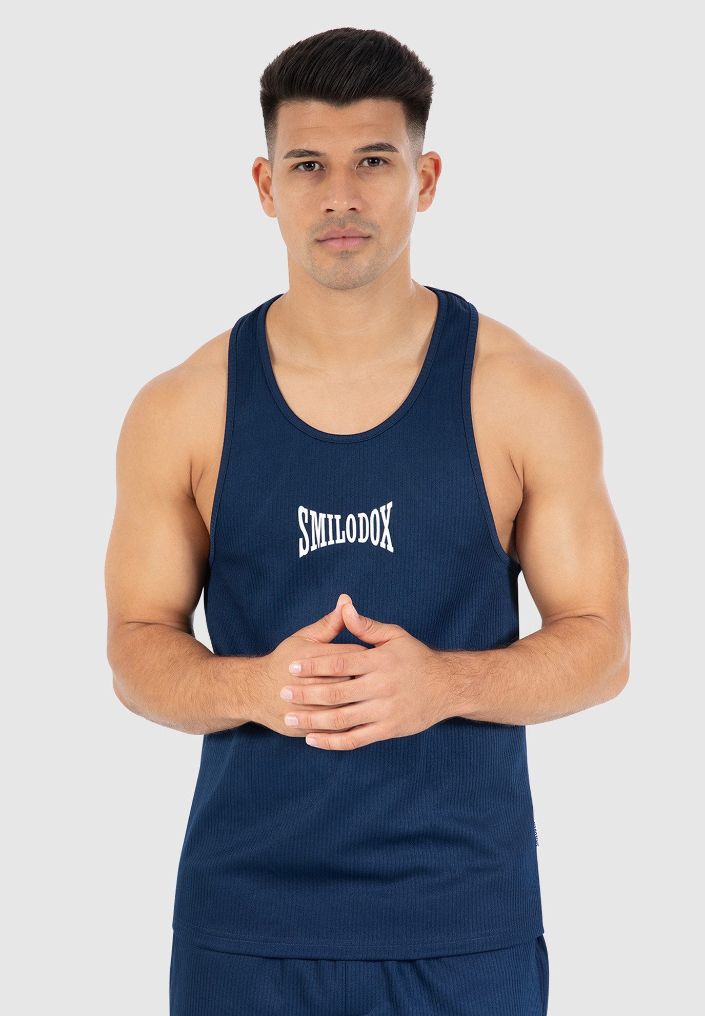 Smilodox Tanktop Classic Ripp, Stringer mit Rippstruktur, lockeres Racerback Unterhemd Gym Shirt atmungsaktiv, pflegeleicht, Funktionsshirt, Fitness Freizeit