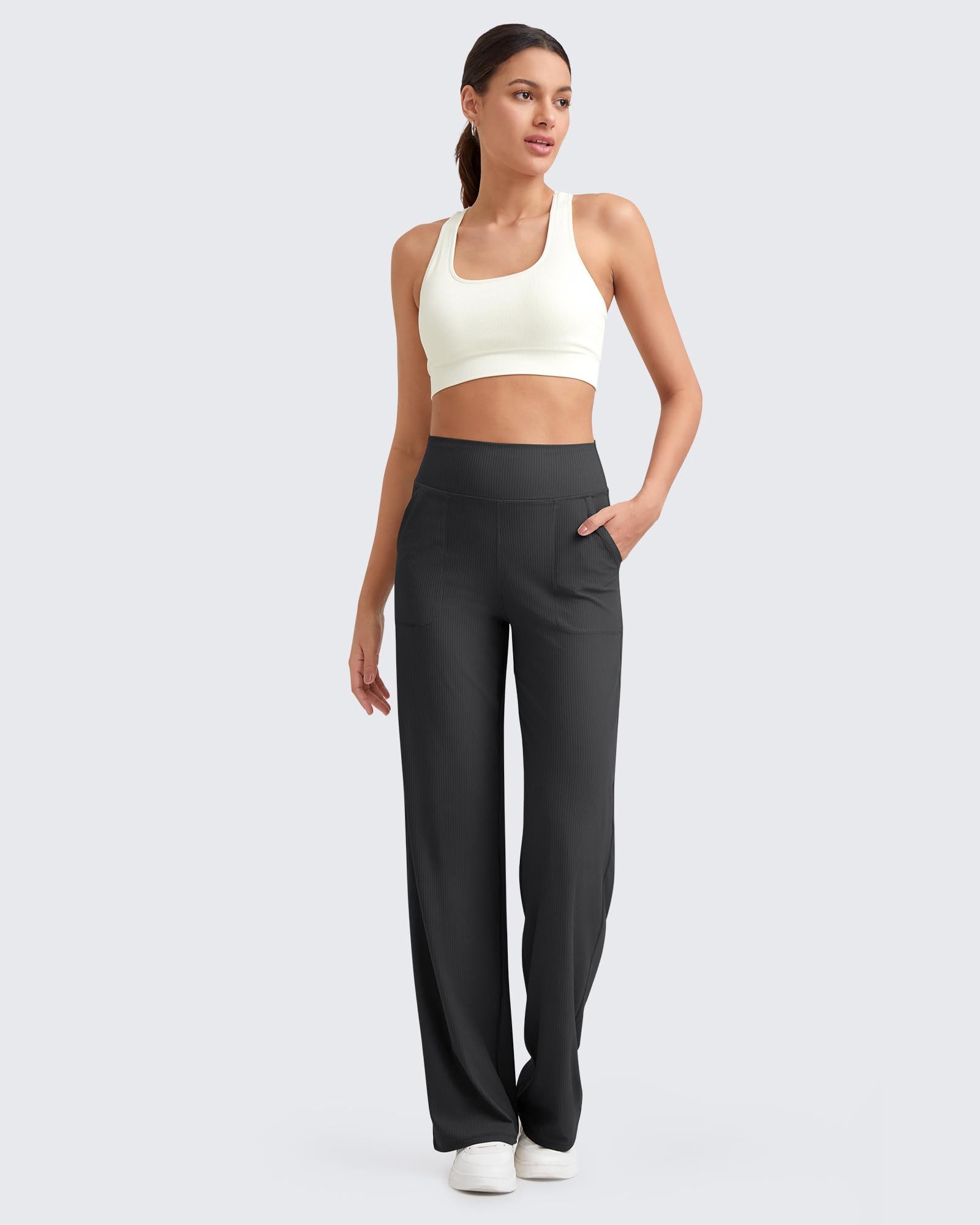 G4Free Jogginghose Damen Lässige gerippte Damenhose Yogahose mit weitem Bei günstig online kaufen