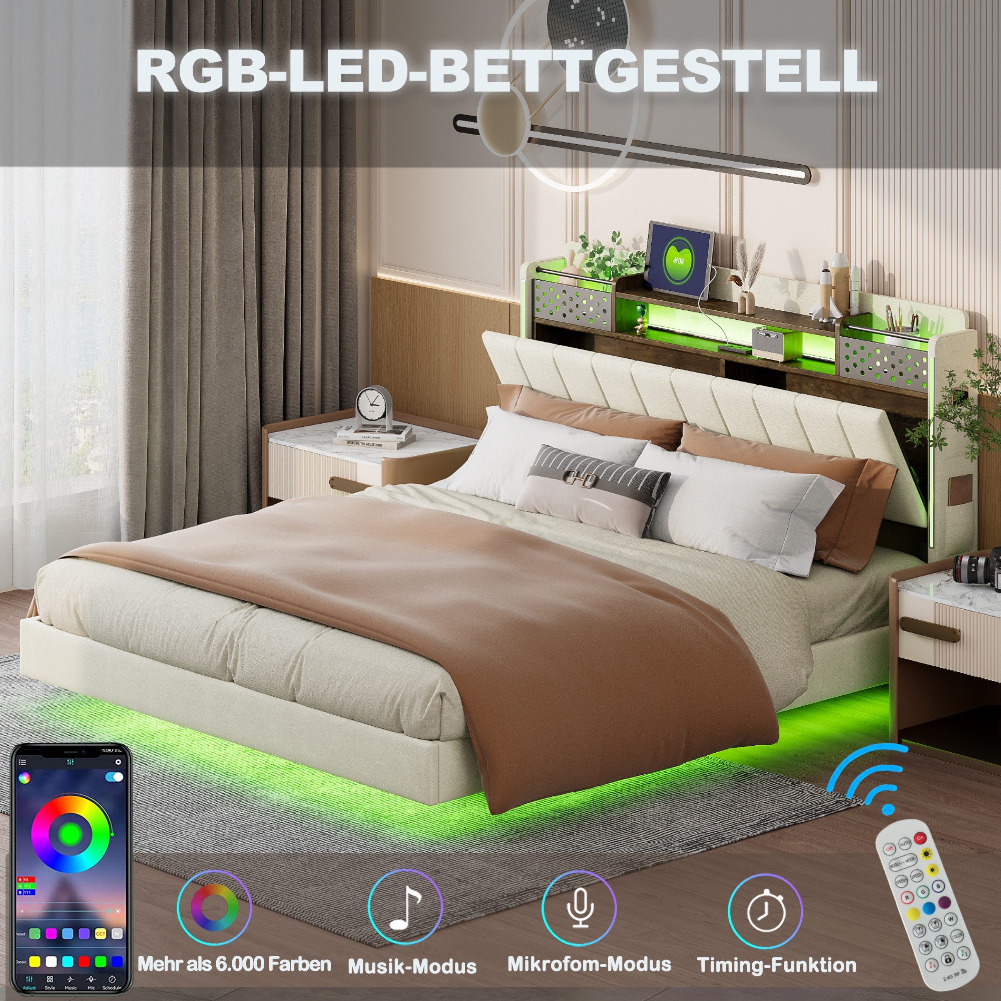 STILVORA Polsterbett 160×200 bett mit Steckdose günstig online kaufen