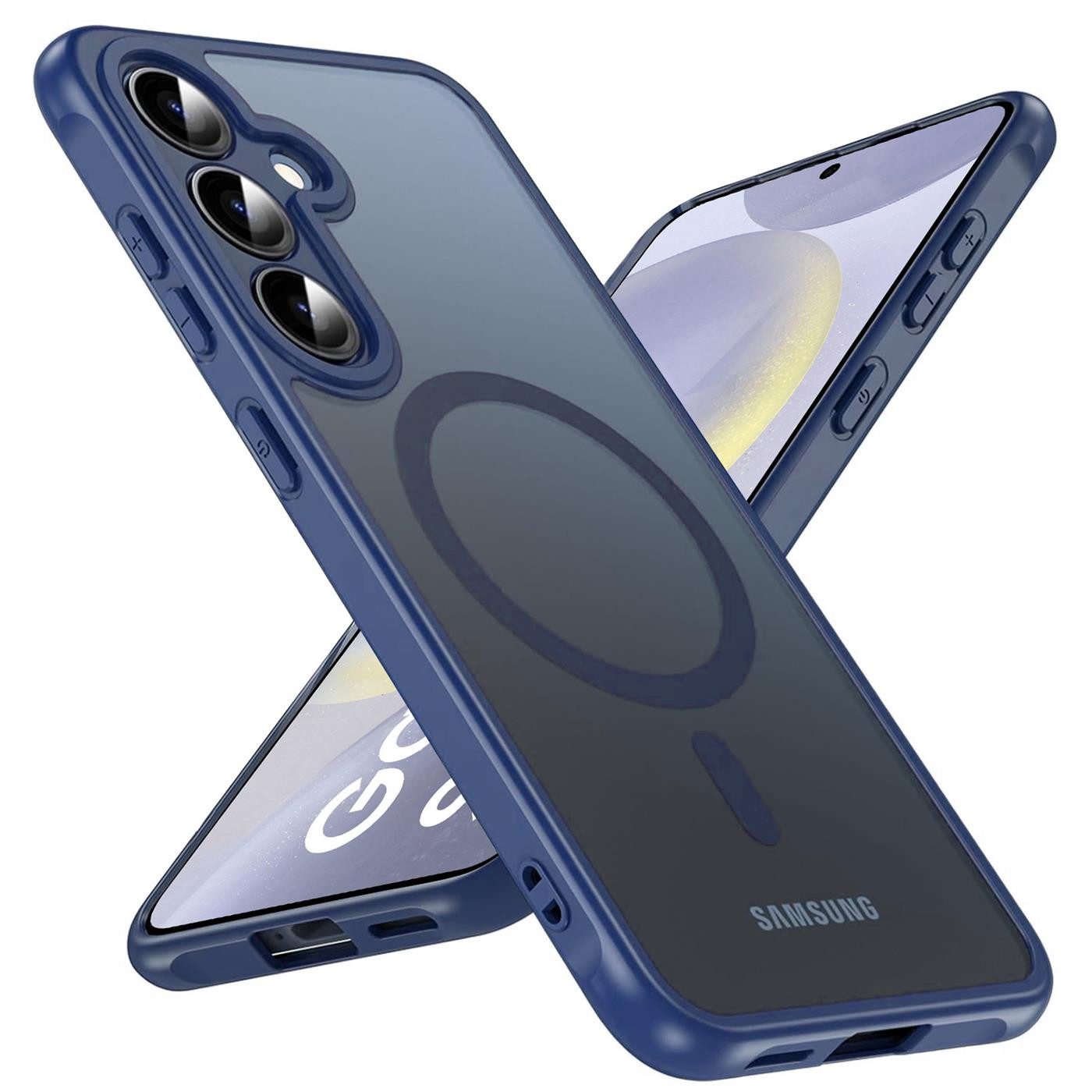 CoolGadget Handyhülle Magnet-Hülle für Samsung Galaxy S24 Schutzhülle magnetisch 6,2 Zoll, Hülle Matt Stoßfest kompatibel mit QI-Laden Zubehör Kameraschutz Case