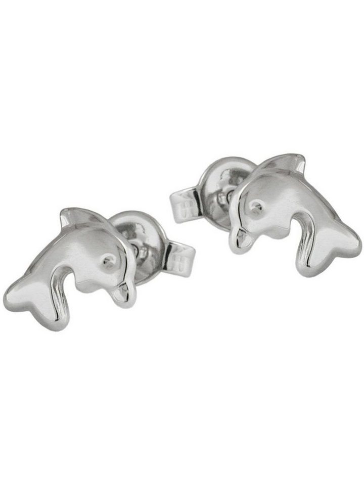 Gallay Paar Ohrstecker Ohrring 8x7mm Delfin glänzend rhodiniert Silber 925  (1-tlg)