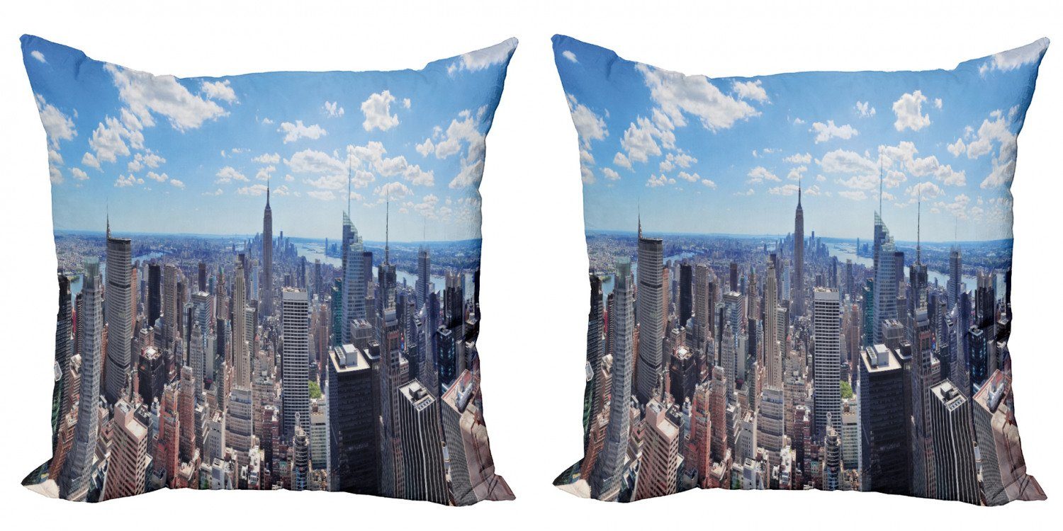 Luftaufnahme Doppelseitiger Nyc Digitaldruck, (2 Abakuhaus Wolkenkratzer Stück), Szene Modern Kissenbezüge Accent