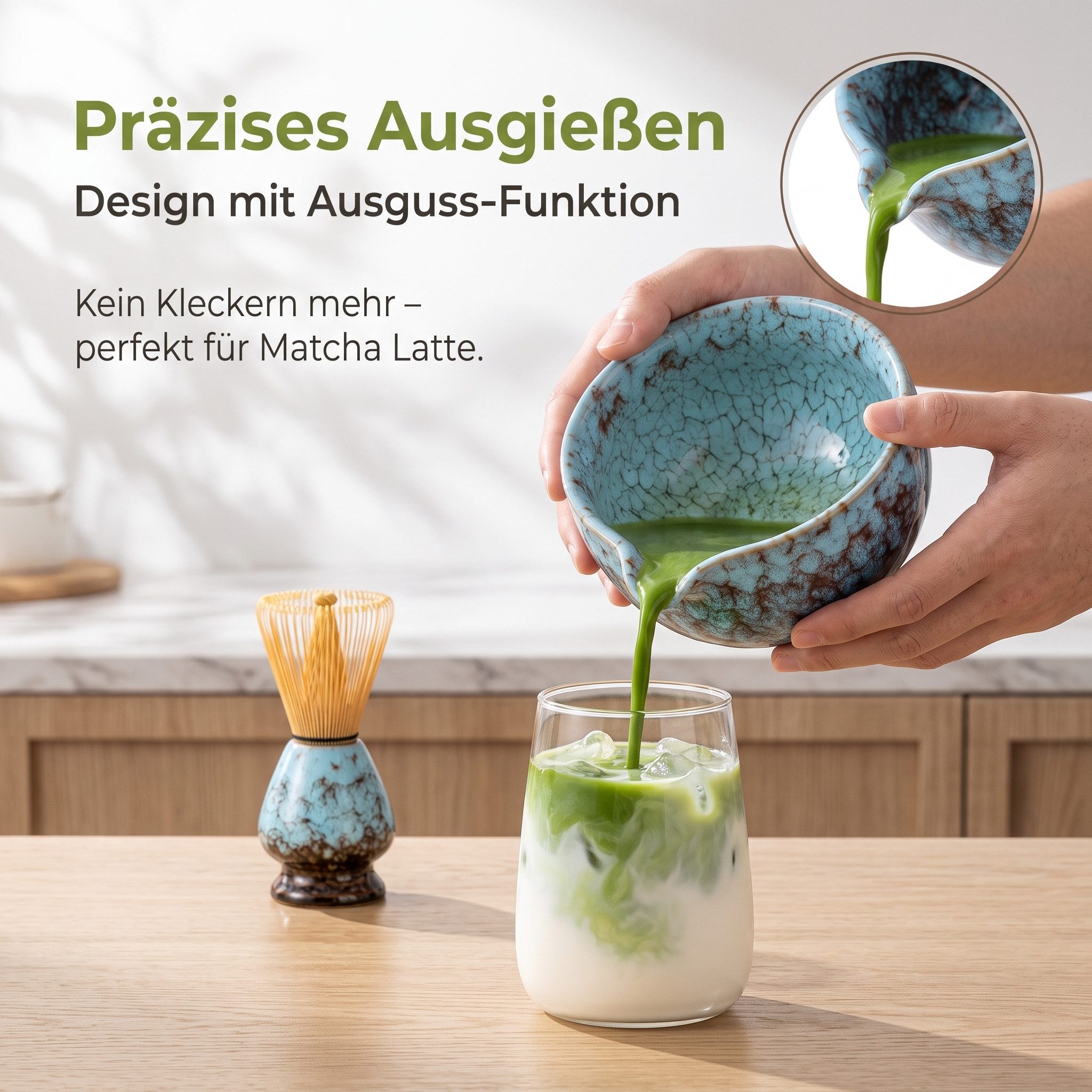 SURFOU Teeservice Matcha Set 7-teilig mit Schale Bambusbesen Sieb Zubehör (7-tlg) – Bild 4 von 5