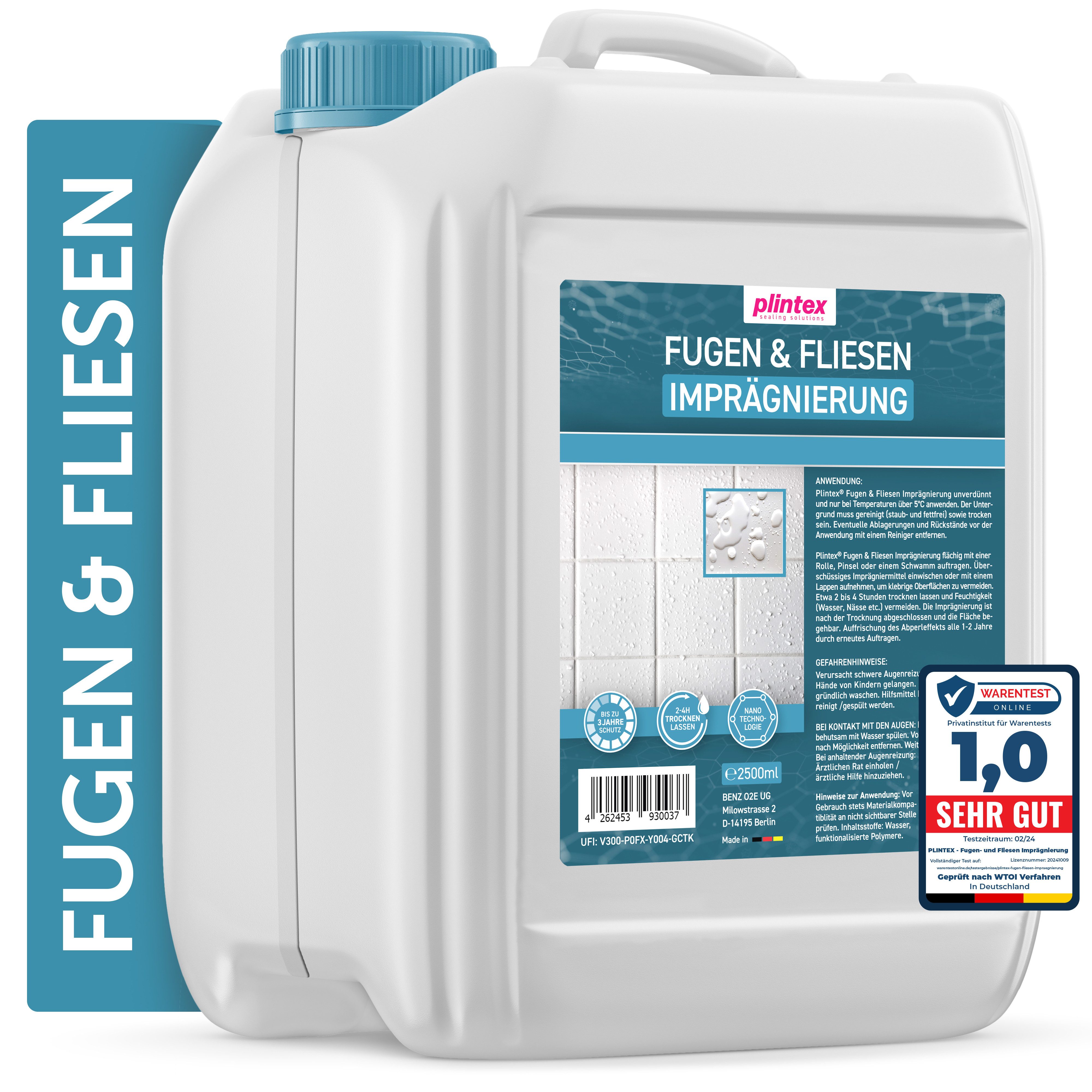 Plintex Dusche & Bad Imprägnierung - Fugen und Fliesen - Imprägnierspray (Packung), 2,5l