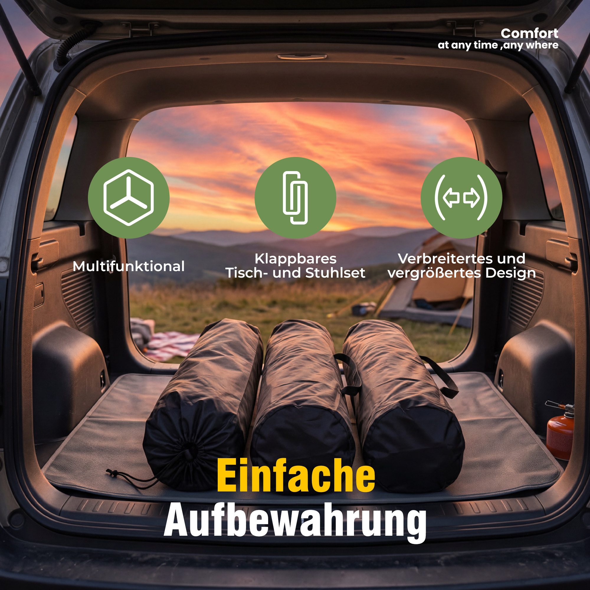 HOMECALL Campingstuhl Campingtisch mit Stühlen Klappstuhl Camping Faltstuhl Picknicktische (Rutschfest & Wetterfest, für Camping, Picknick, Angeln, 1 St), Falts – Bild 5 von 5