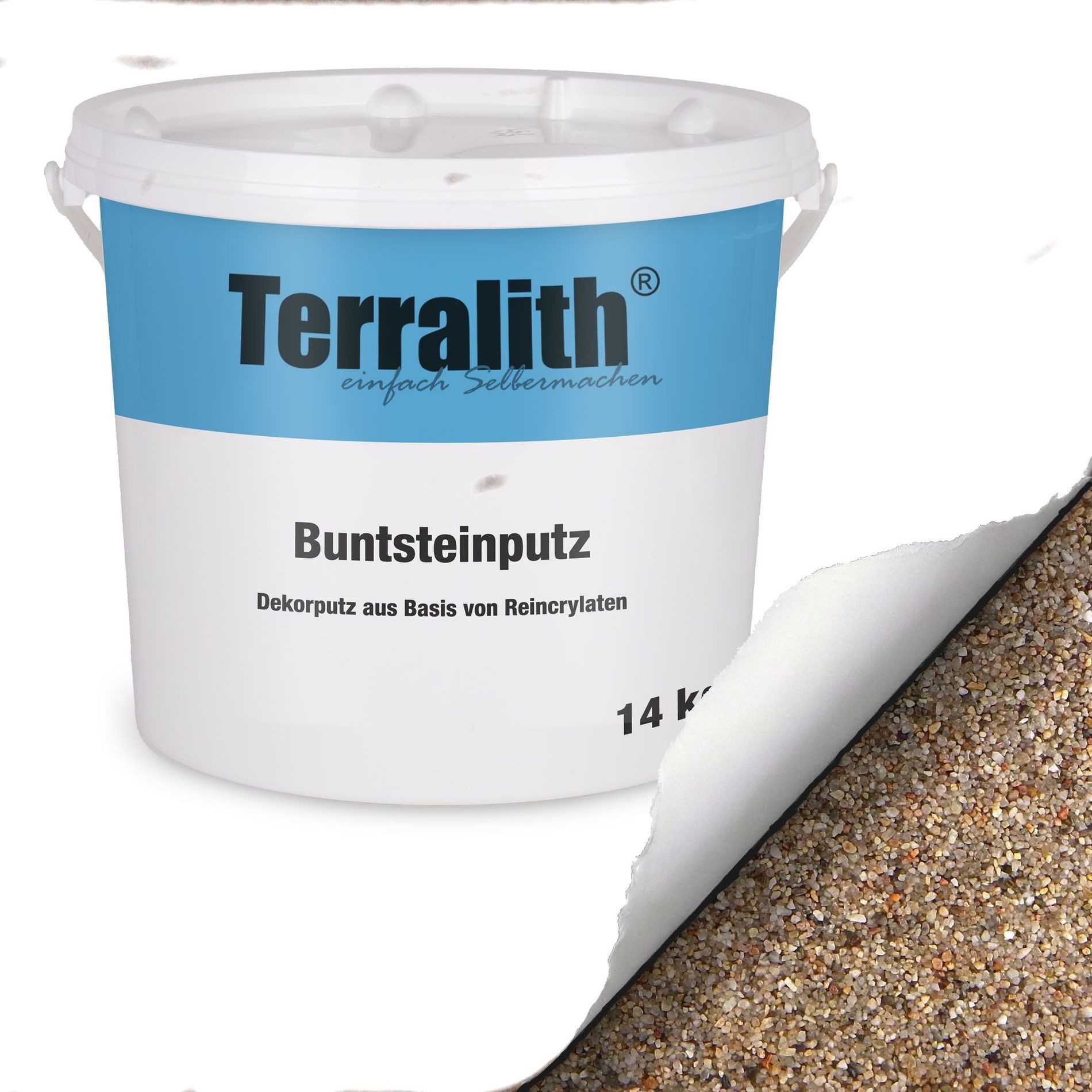 Terralith® Kunstharzputz Buntsteinputz Mosaikputz 2mm -14 kg- BSP24 (Eimer, Verarbeitungsfertig) Dekorationsputz aus Marmor-Granulat bzw. eingefärbter Körnung