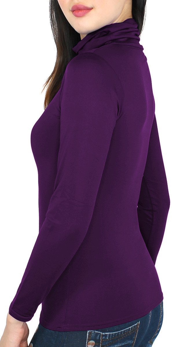 dy_mode Rollkragenshirt Damen Rollkragen Thermo Shirt Rolli Langarmshirt mit Innenfutter Angeraute Innenseite