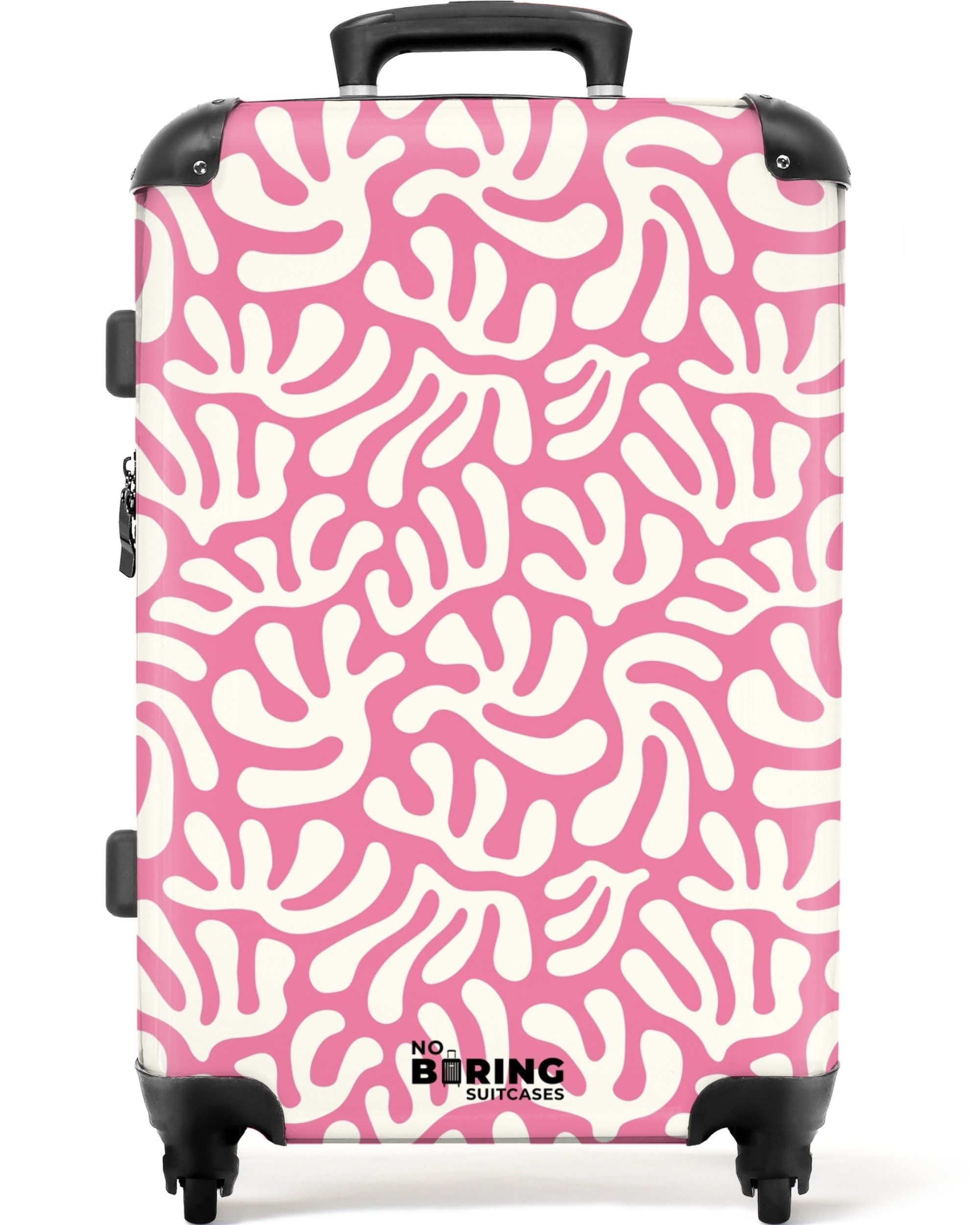 NoBoringSuitcases.com© Hartschalen-Trolley Rosa mit weißem Korallenmuster günstig online kaufen