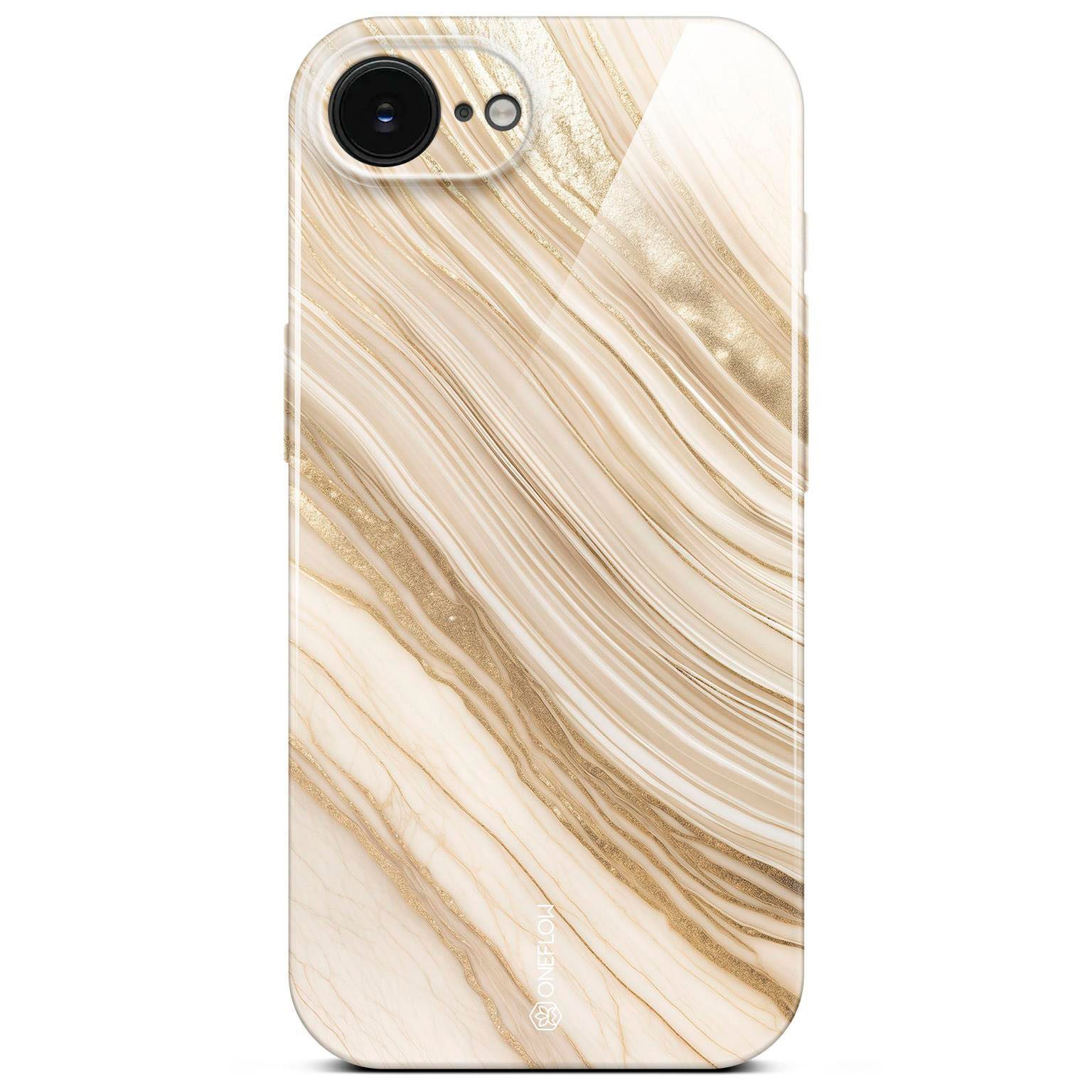 ONEFLOW Handyhülle für iPhone 16e Hülle Marmor Bliss Cover Gold Beige 6,1 Zoll, Handy Schutz Backcover Handytasche Case Schutzhülle mit Kameraschutz