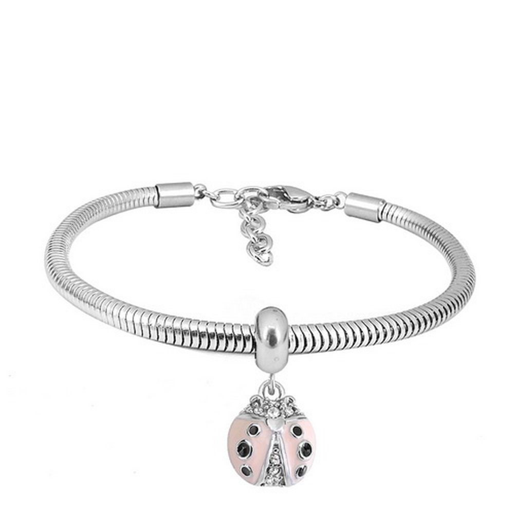 Armband Armband Re Schlangenkette mit Anhänger "Käfer" Silber Edelstahl Damen