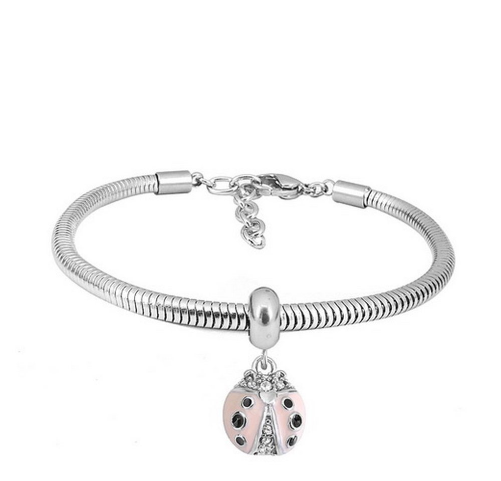BUNGSA Armband Armband Re Schlangenkette mit Anhänger "Käfer" Silber Edelstahl Damen (1 Armband, 1-tlg), Bracelet Armschmuck