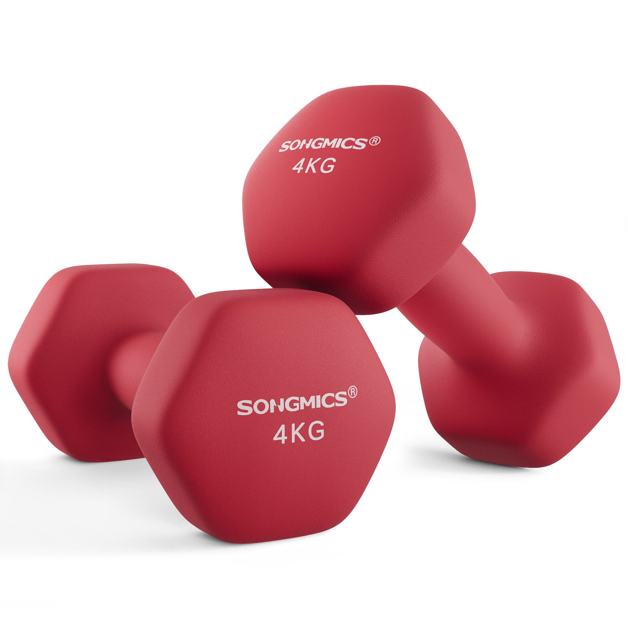 SONGMICS Kurzhantel Hantelset, Kurzhanteln, Hexagon, Neopren-Beschichtung, für Zuhause, (2er Set Neopren-Beschichtung, Hantelset, Kurzhanteln, Hexagon), 2 x 4 kg, Krafttraining, Workout, Fitnesstraining, für Zuhause