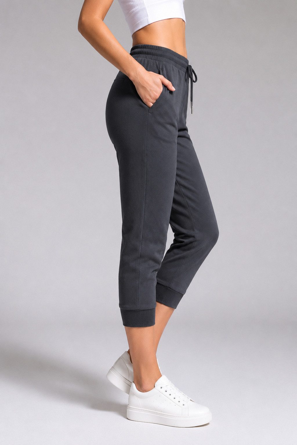 ROSS CAMP 3/4-Hose Damen - Jogginghose mit Kordelzug, Sporthose, Caprihose mit Elastikbund, bequem, Baumwollmix, atmungsaktiv