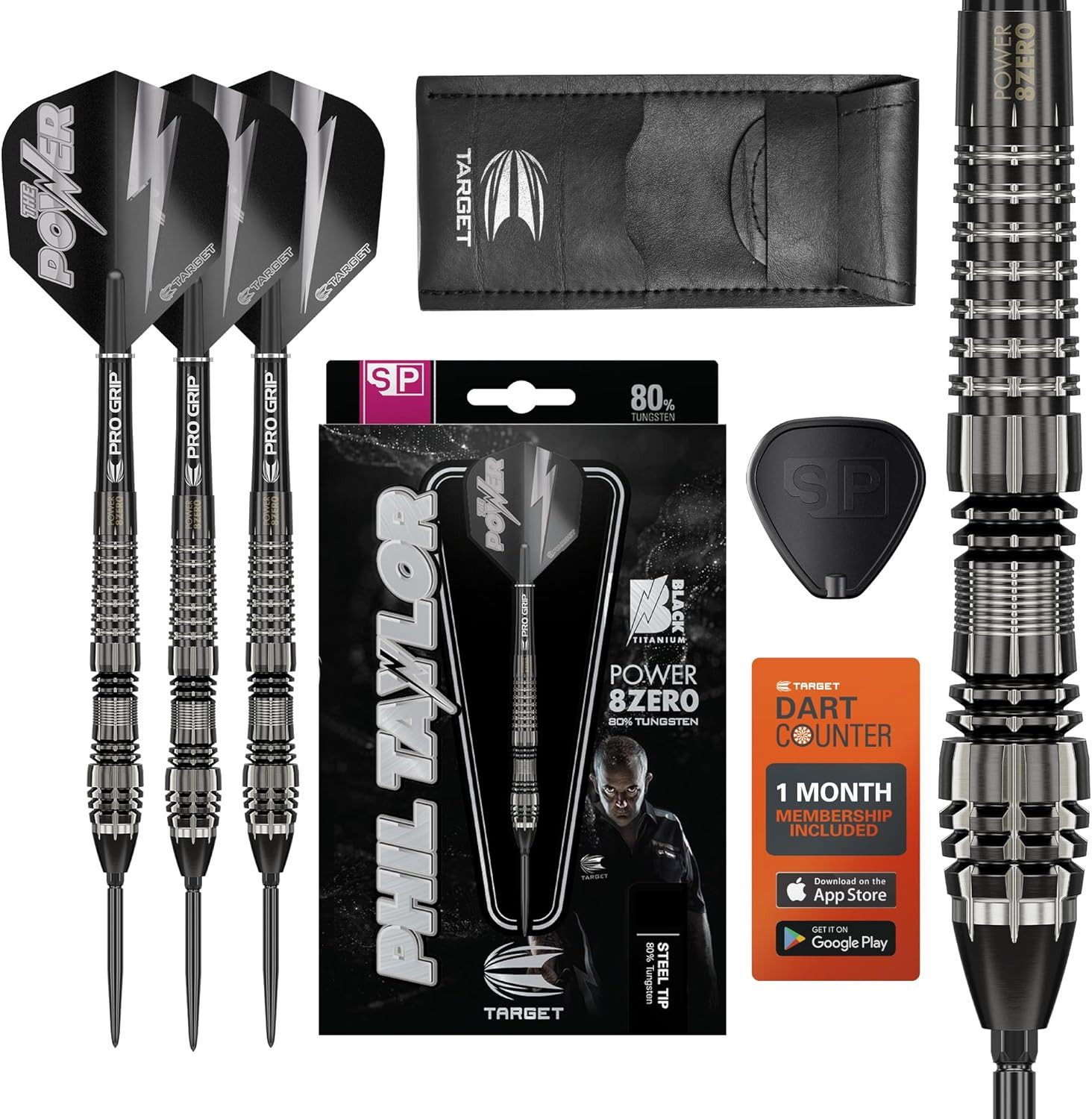 Dartpfeil Phil Taylor Power 8-Zero 4 Steel Tip Swiss Point, 80% Wolfram, 25G