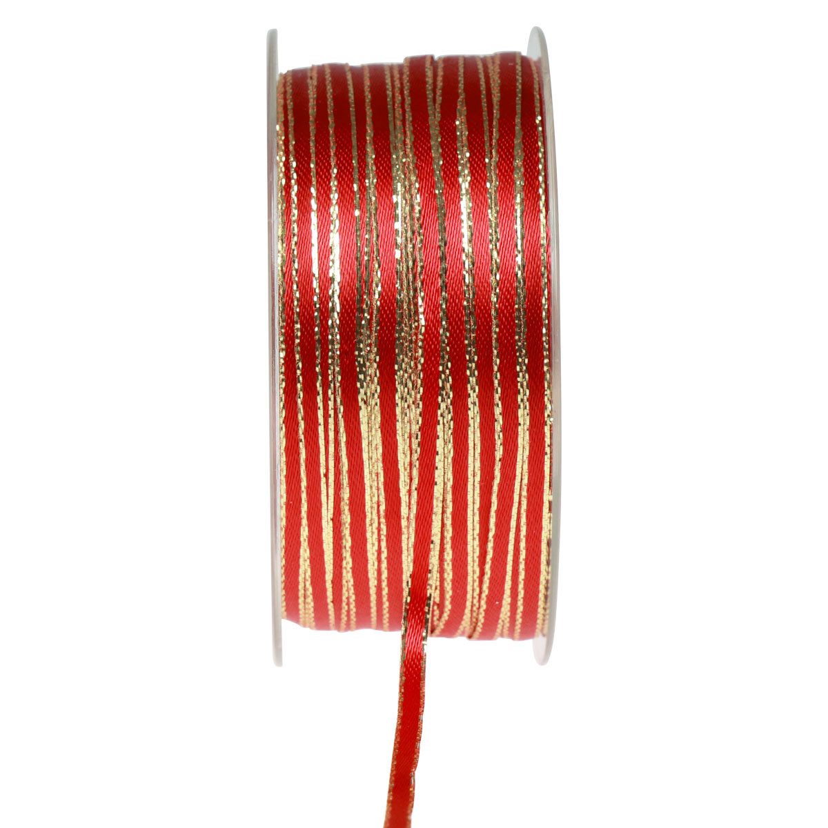 Dekoband Geschenkband Rot Gold 3mm x 100m - Schleifenband Litzenband