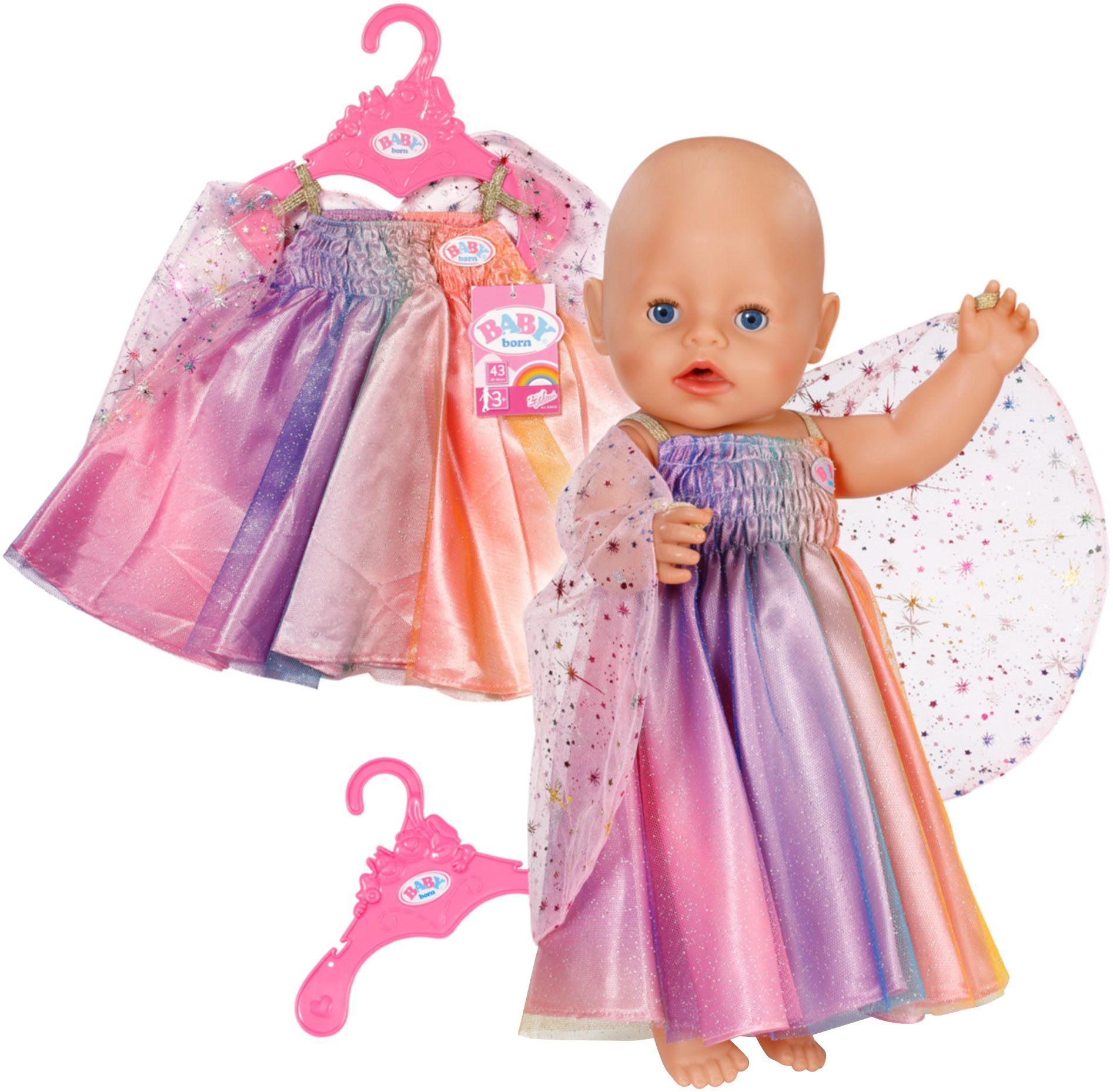 Puppenkleidung Regenbogen Kleid, 43 cm