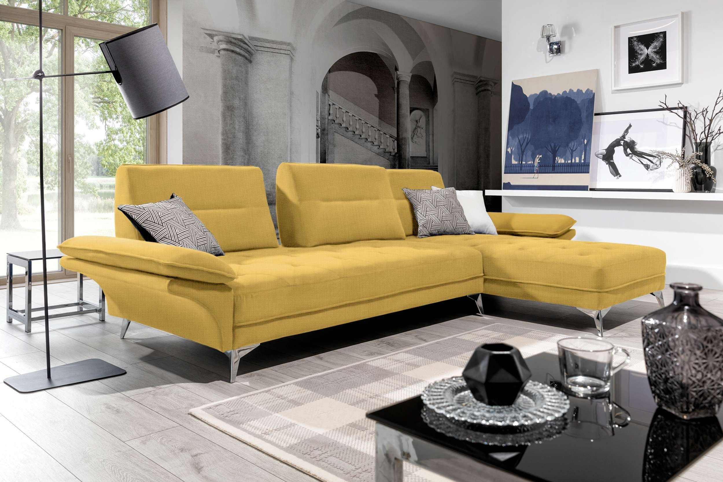 Stylefy Ecksofa Vila, L-Form, Eckcouch, mane links oder rechts bestellbar, frei im Raum stellbar, Rückenlehneverstellung, Schaumstoffpolsterung, Modern Design