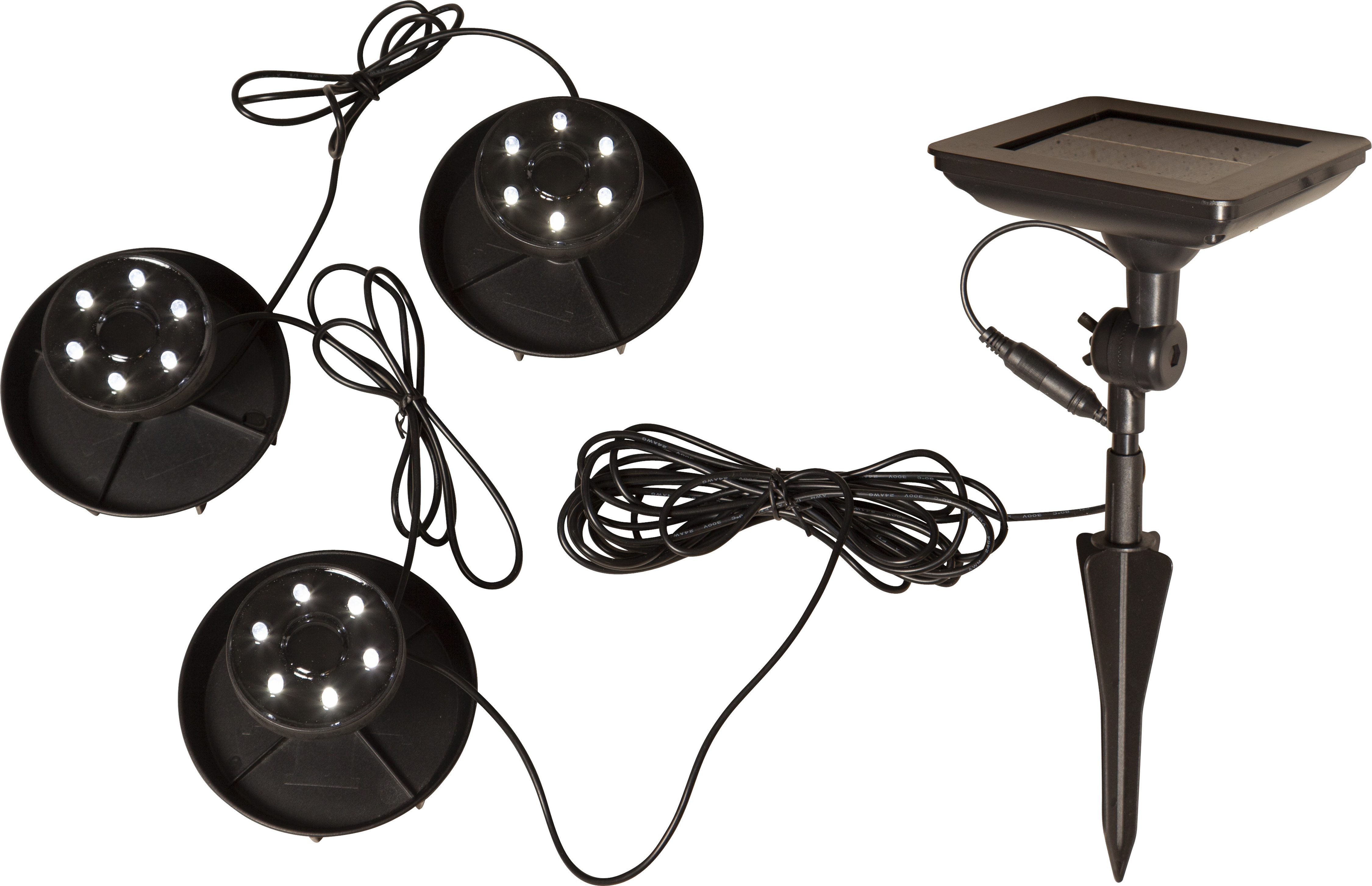 STAR TRADING LED Solarleuchte Solar-Dekoration Wasserlicht, Tageslichtsensor, LED fest integriert, Tageslichtweiß, Dämmerungssensor, 3er-Set, Unterwassereinsatz bis max 1m