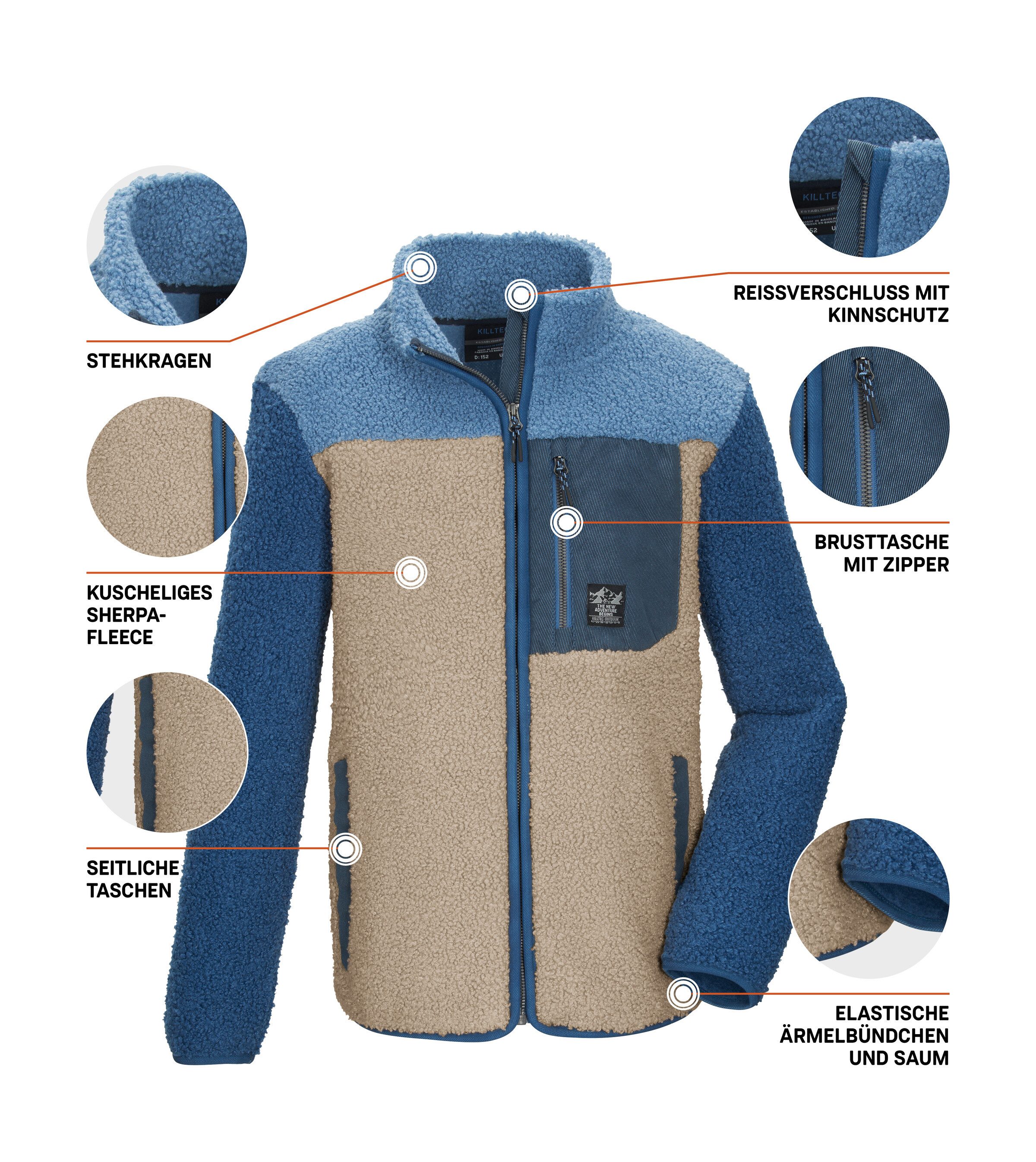Killtec Fleecejacke KOW 143 BYS FLC JCKT Weiche Sherpa Fleecejacke, Kinnschutz, elastische Bündchen – Bild 5 von 5