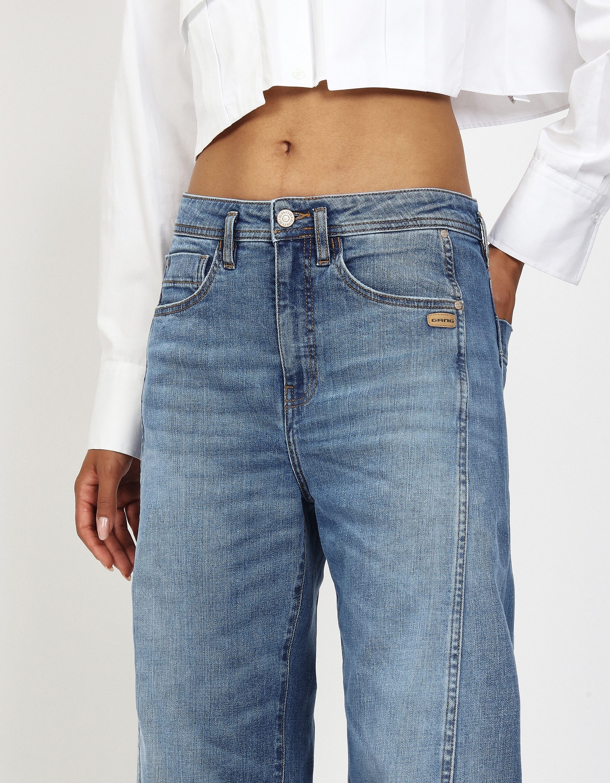 GANG Slim-fit-Jeans 94SINA, midblue basic used – Bild 4 von 5
