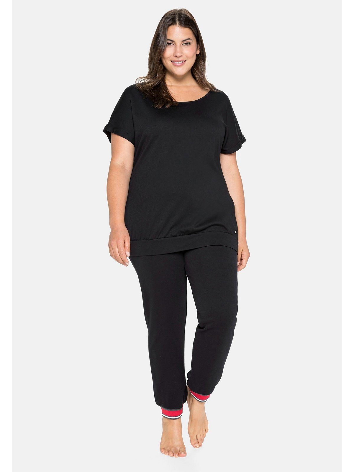 Damen Shirts Sheego T-Shirt Relaxshirt mit Streifen-Applikation hinten