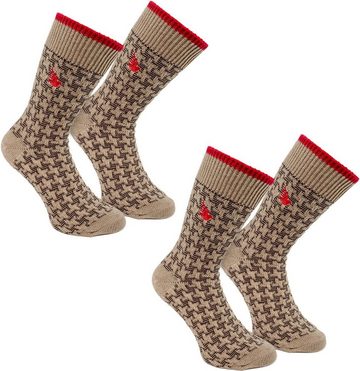 BRUBAKER Wandersocken Herren Stiefelsocken aus 94% Baumwolle für Wandern Trekking Freizeit (Set, 4-Paar, One Size (EU 41-46) gemusterte Thermosocken - Wintersocken für Männer