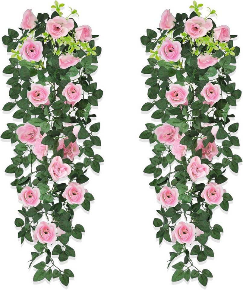 Kunstblume 2 Stücke Rose Kunstpflanze Hängend 90 cm Rosengirlande, Kunstpflanze, Diwzbyn, Blumengirlande, Hängepflanzen, Wand, Zuhause, Garten, Party, Hochzeit