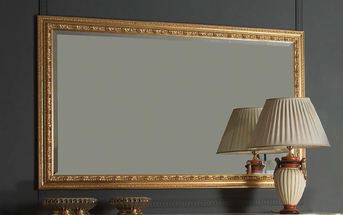 JVmoebel Spiegel Klassischer Wandspiegel aus Holz mit goldener Rahmung, Made in Europa
