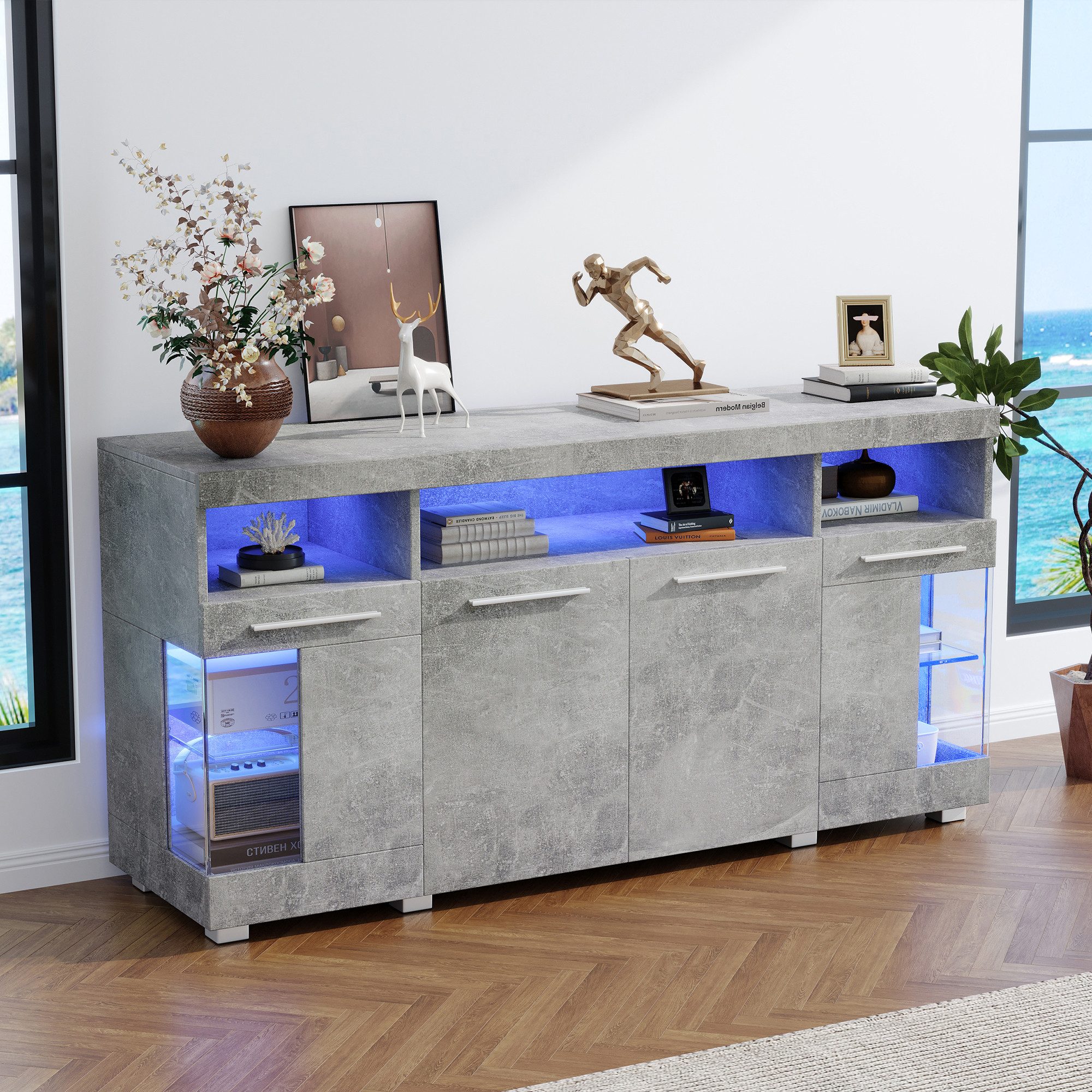 HAUSS SPOLE Sideboard Hochglanz mit LED günstig online kaufen